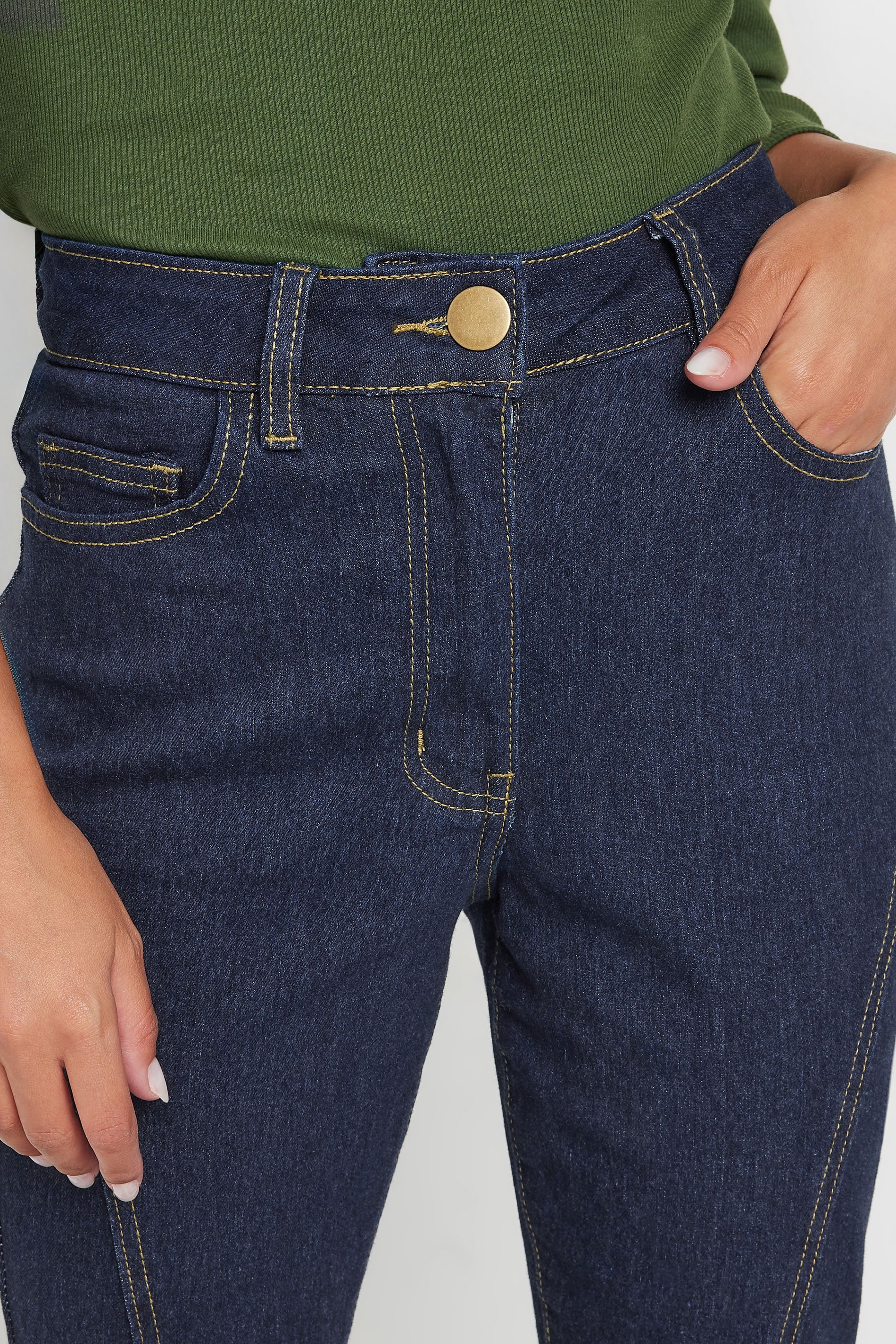 PixieGirl Petite Women's Indigo Blue Seam Front Flared Jeans | PixieGirl 4