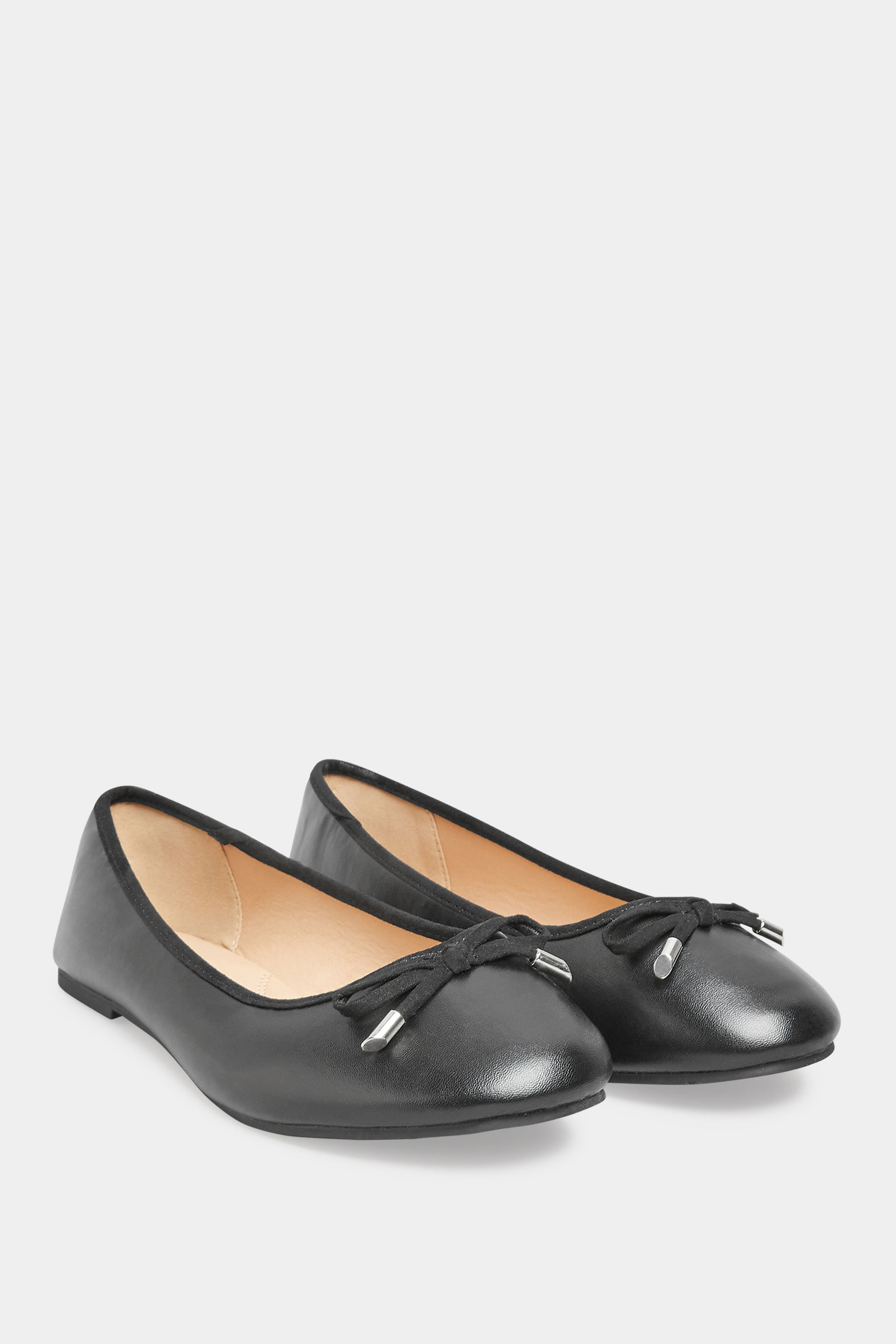 Black Ballerina Pumps In Wide E Fit & Extra Wide EEE Fit | Yours Clothing 2