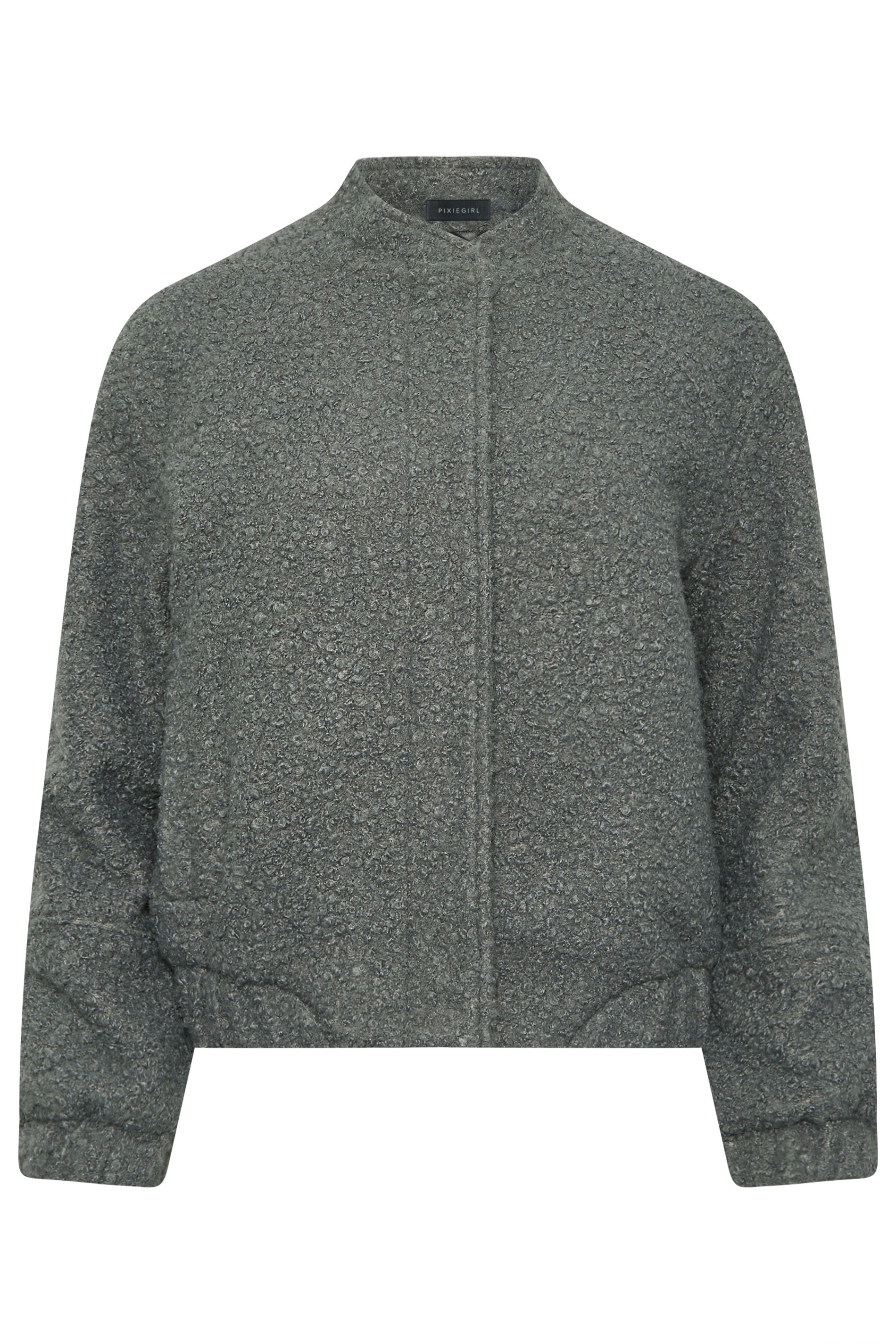 PixieGirl Petite Women's Grey Boucle Bomber Jacket | PixieGirl 5
