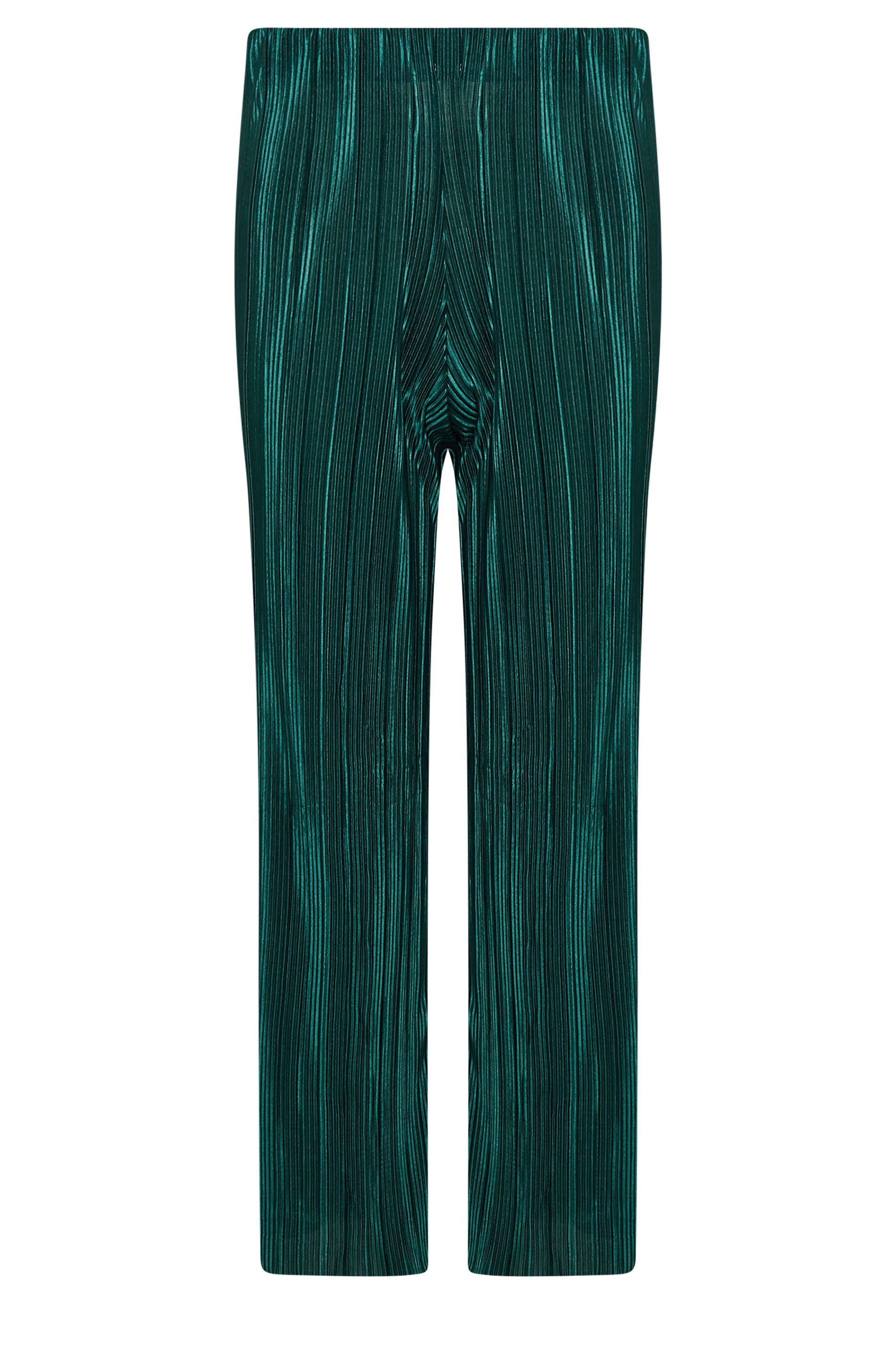 PixieGirl Petite Women's Green Plisse Wide Leg Trousers | PixieGirl 5