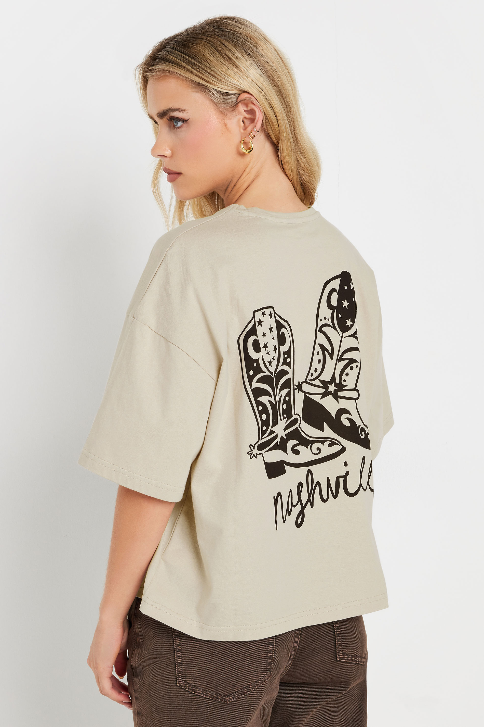 PixieGirl Petite Women's Natural Brown 'Nashville' Back Graphic T-Shirt | PixieGirl 5