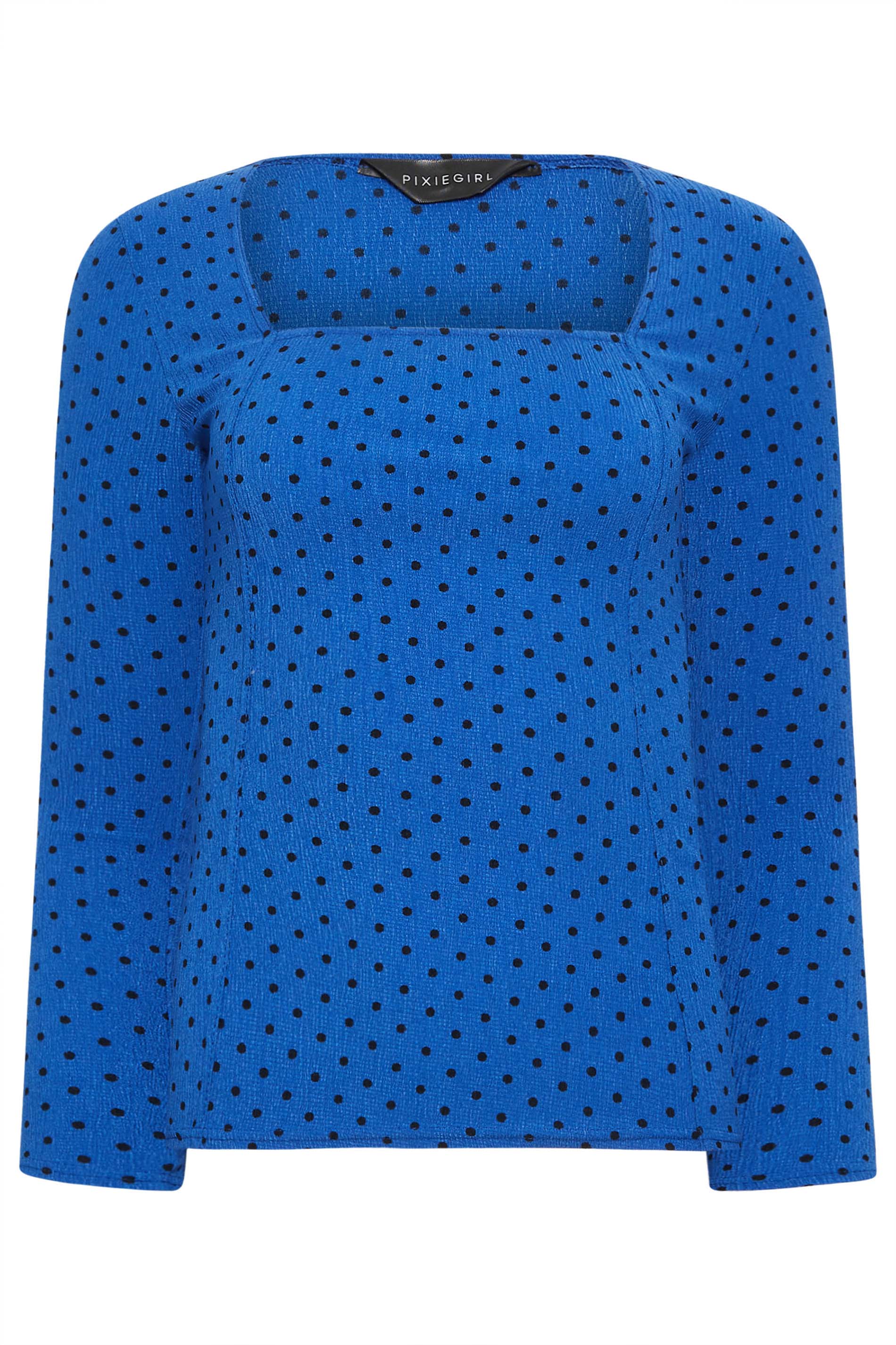 PixieGirl 2 PACK Black & Blue Spot Print Square Neck Tops | PixieGirl 9