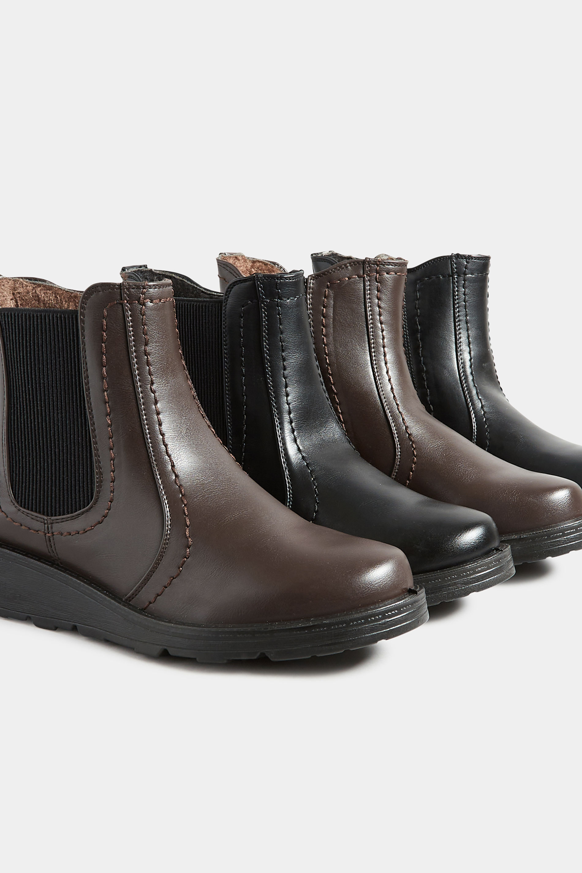 Brown Wedge Chelsea Boots In Wide E Fit & Extra Wide EEE Fit | Yours Clothing 8
