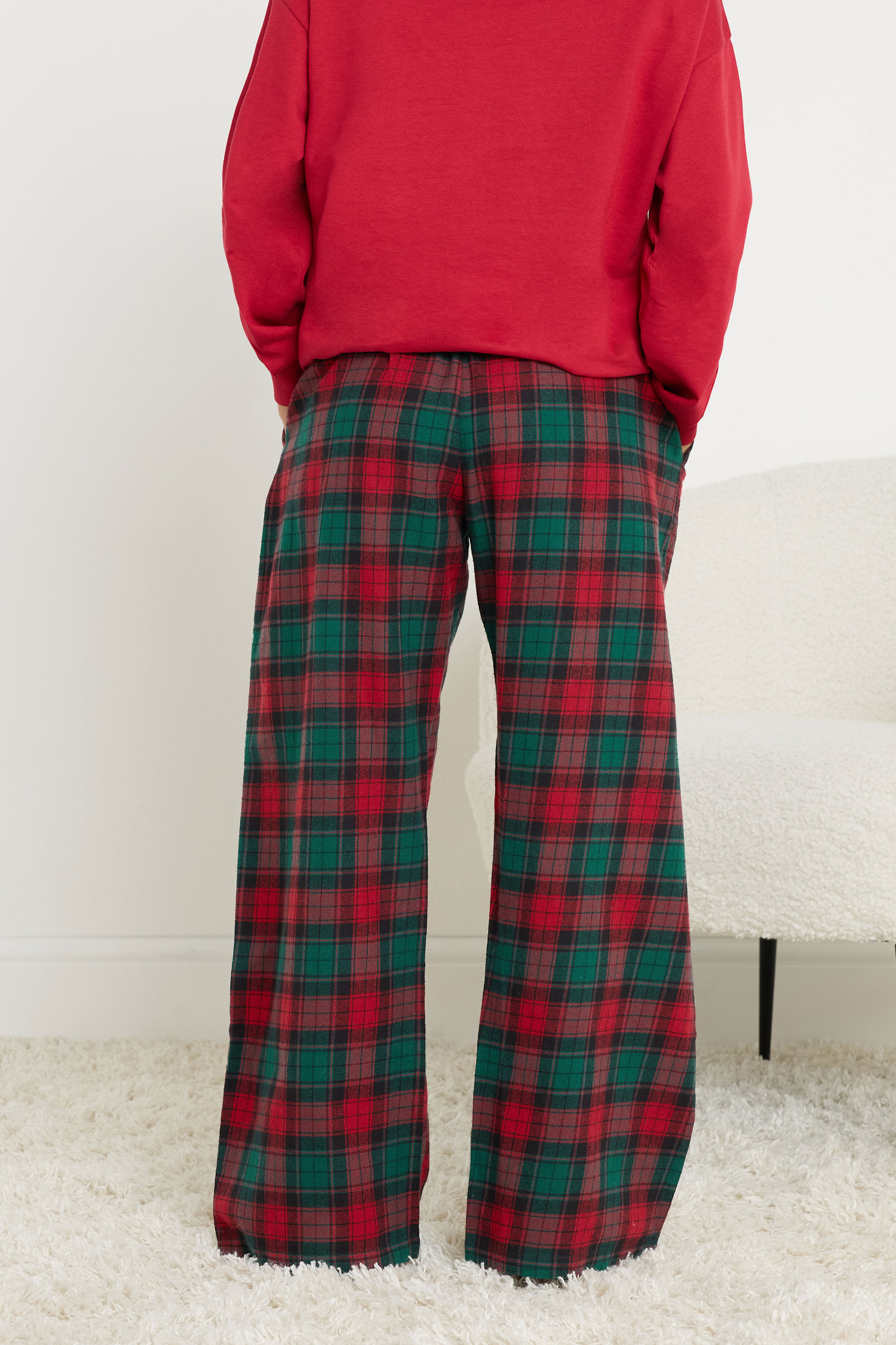 PixieGirl Petite Women's Red Cotton Check Pyjama Bottoms | PixieGirl 3
