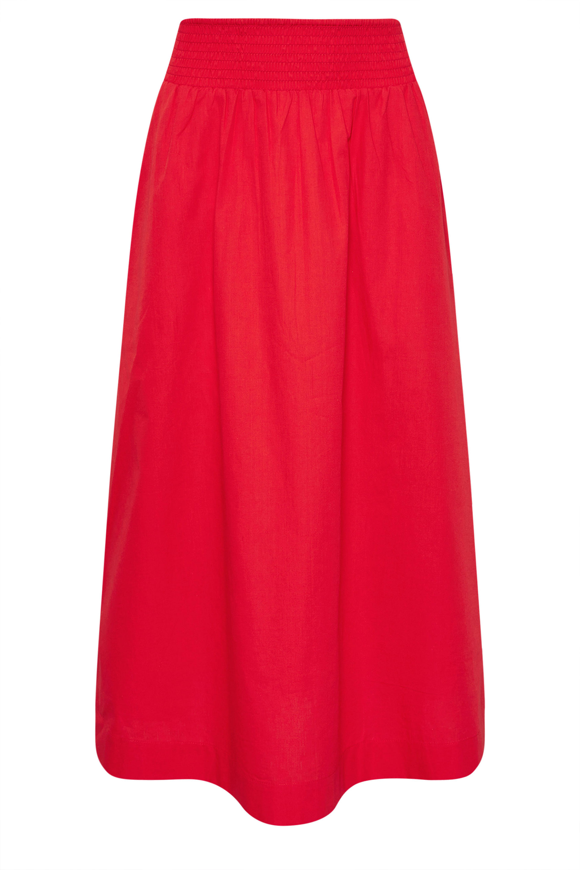 PixieGirl Petite Women's Red Shirred Poplin Maxi Skirt | PixieGirl 5