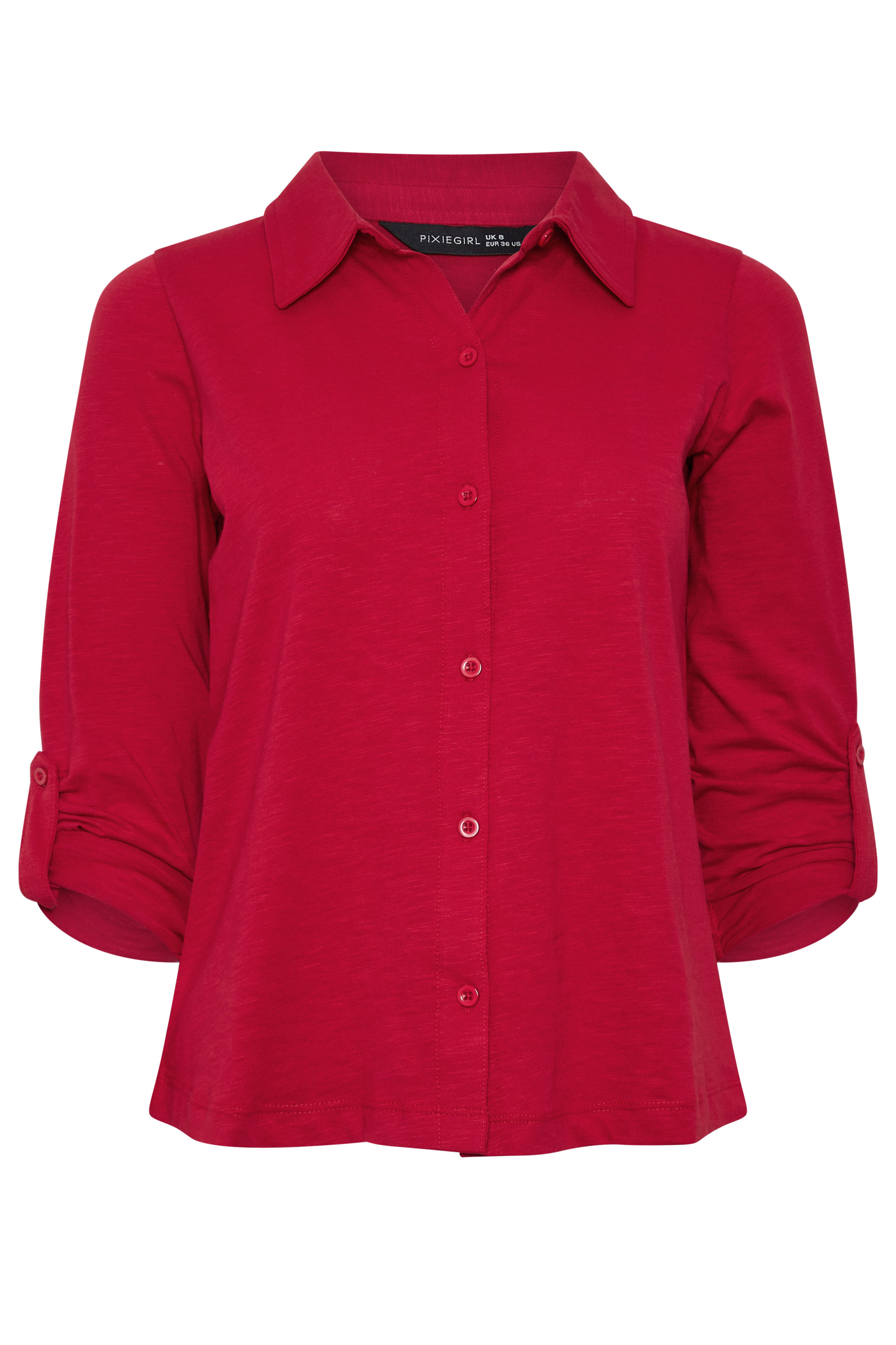 PixieGirl Petite Women's Red Button Cotton Shirt | PixieGirl 5