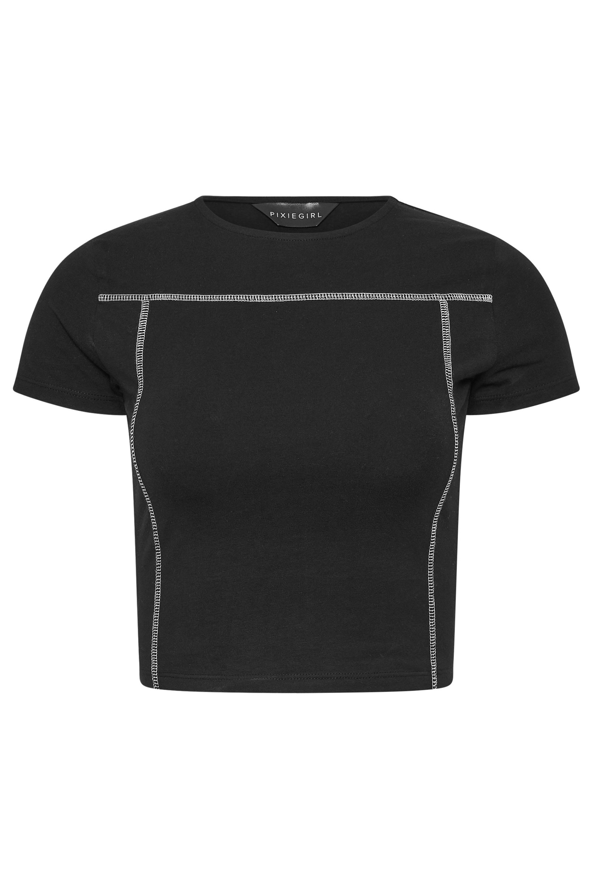 PixieGirl Petite Women's Black Contrast Stitch Top | Pixie Girl 7