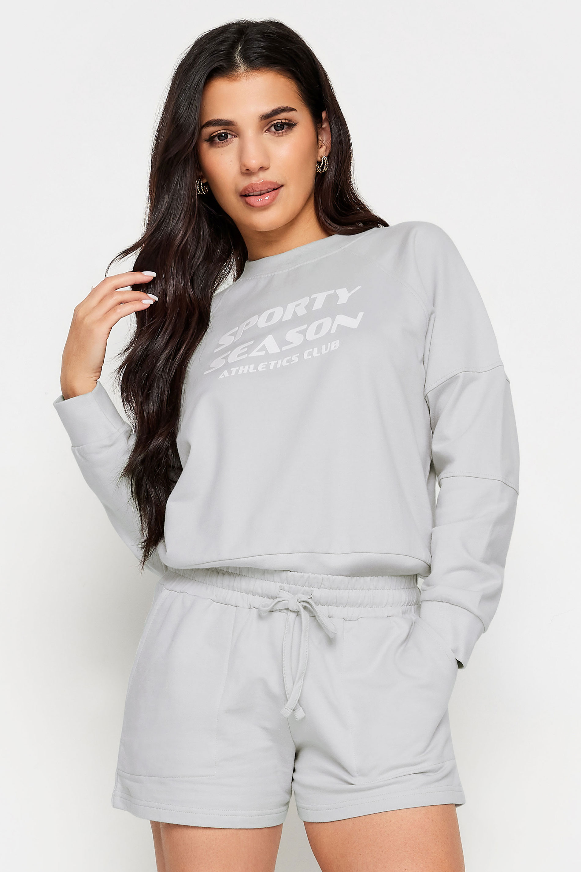 PixieGirl Petite Womens Light Grey Jogger Shorts | PixieGirl 2