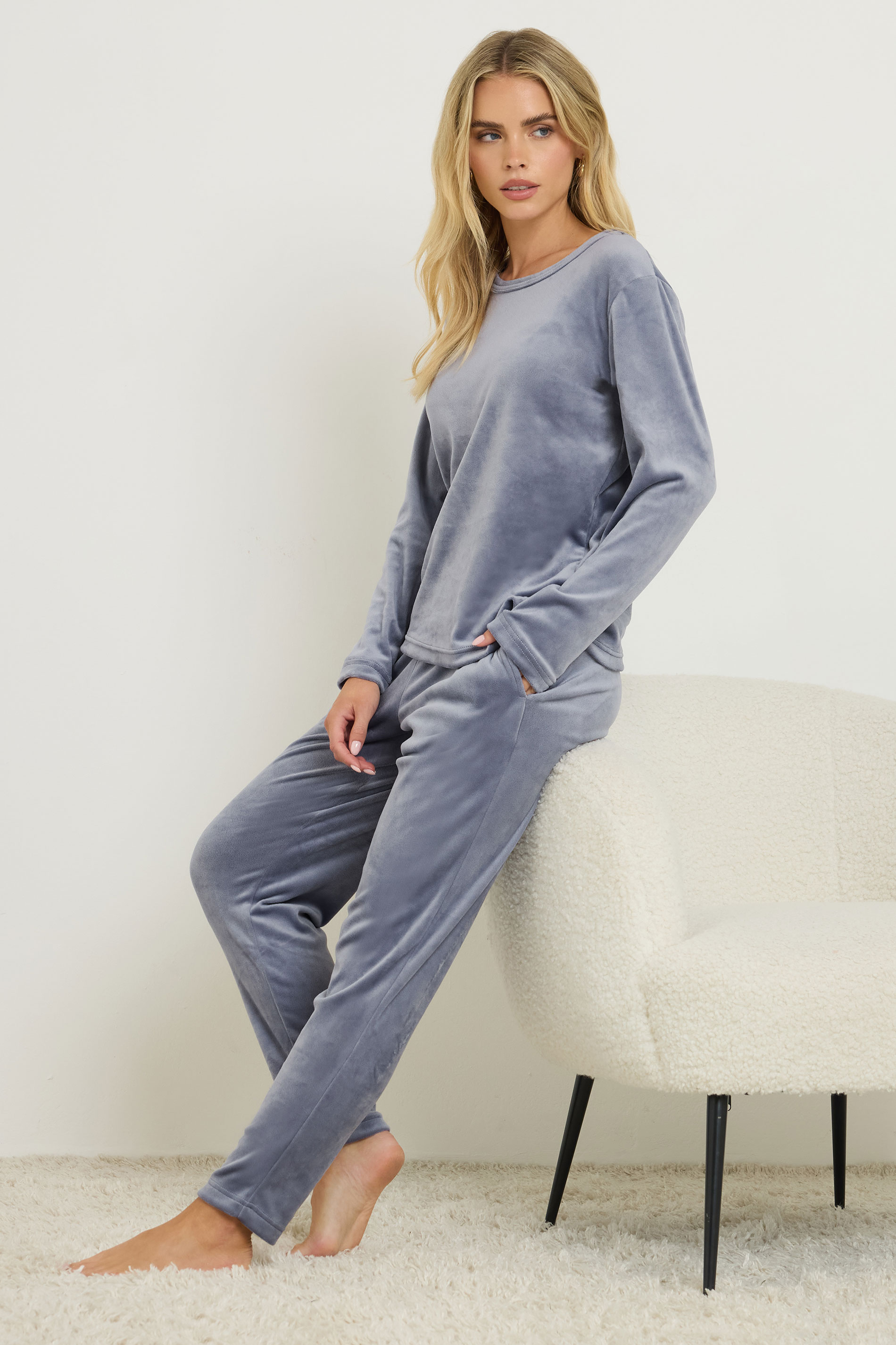 PixieGirl Petite Women's Blue Luxe Fleece Pyjama Set | PixieGirl 2