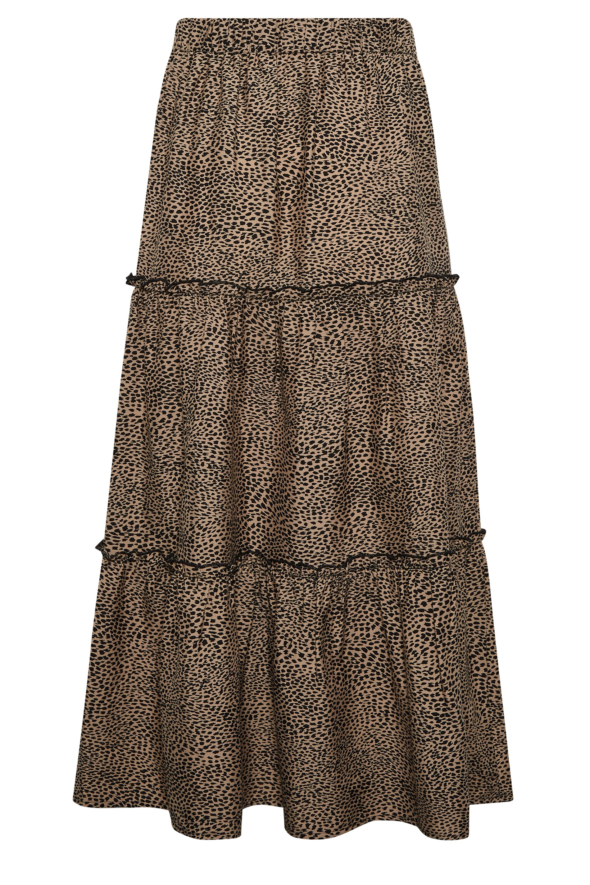 PixieGirl Brown Animal Print Tiered Maxi Skirt | PixieGirl  7