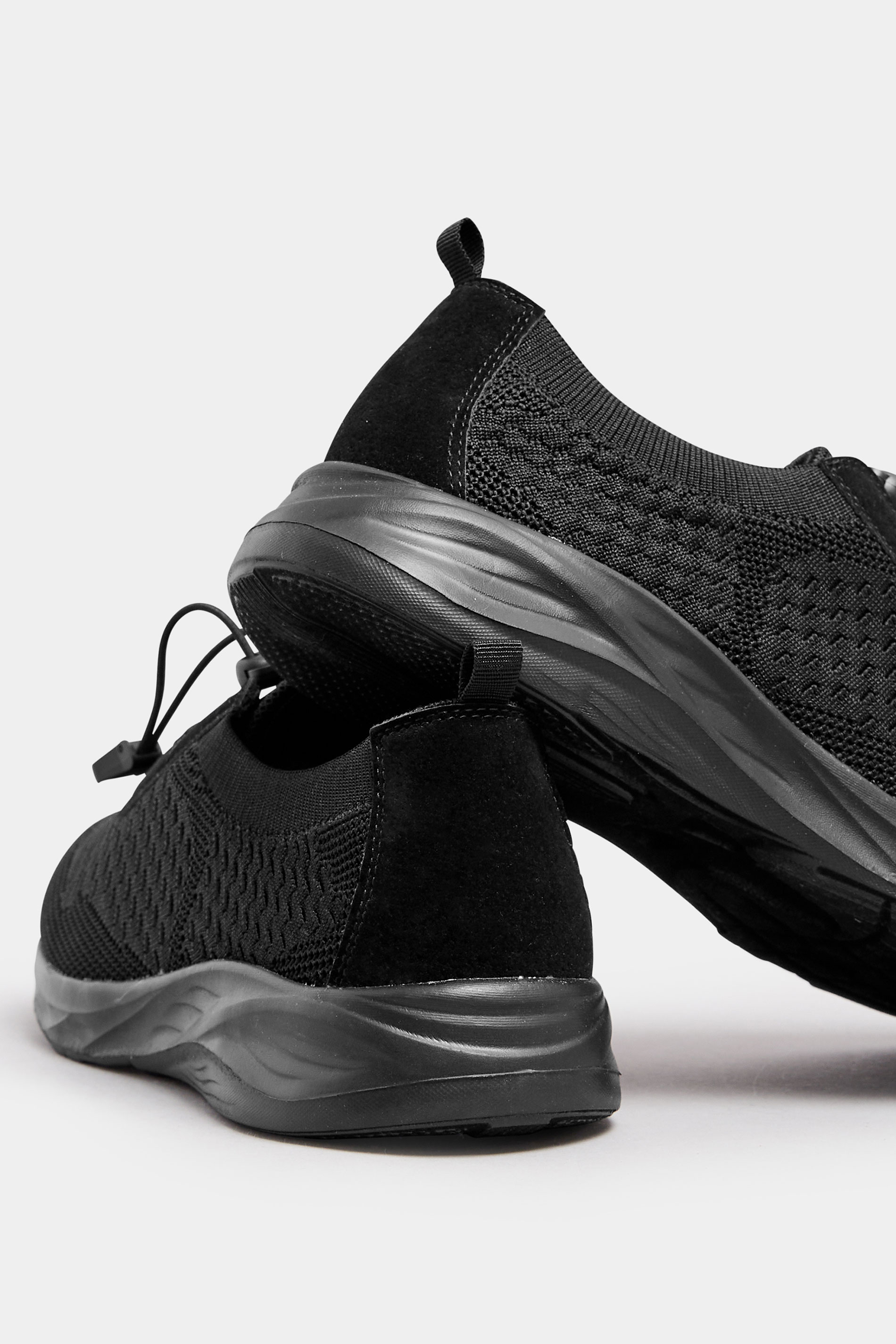 Black Woven Drawcord Trainers In Extra Wide EEE Fit | Yours Clothing 4