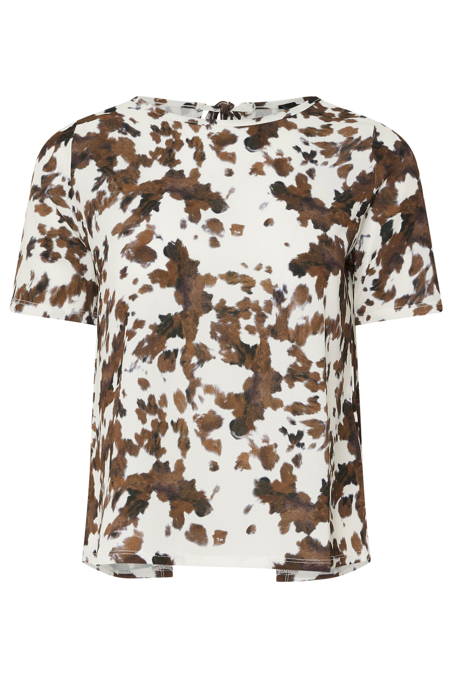 PixieGirl Petite Women's Brown Cow Print Tie Back Top | PixieGirl 6