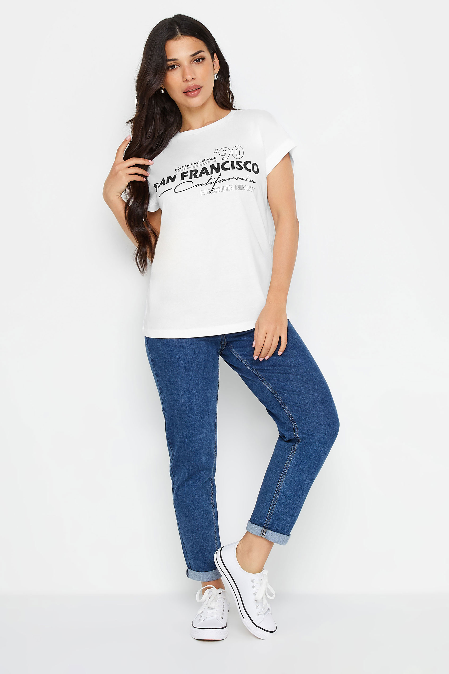 PixieGirl 2 PACK Petite Women's White & Black 'San Francisco' Slogan T-Shirts | PixieGirl 4