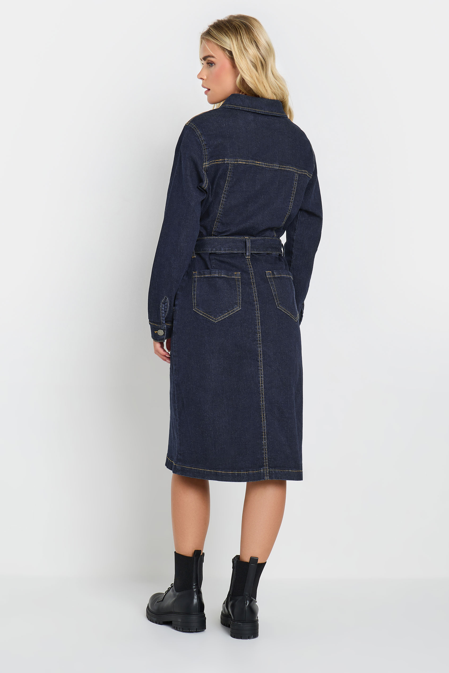 M&Co Petite Indigo Blue Denim Shirt Dress | M&Co 2