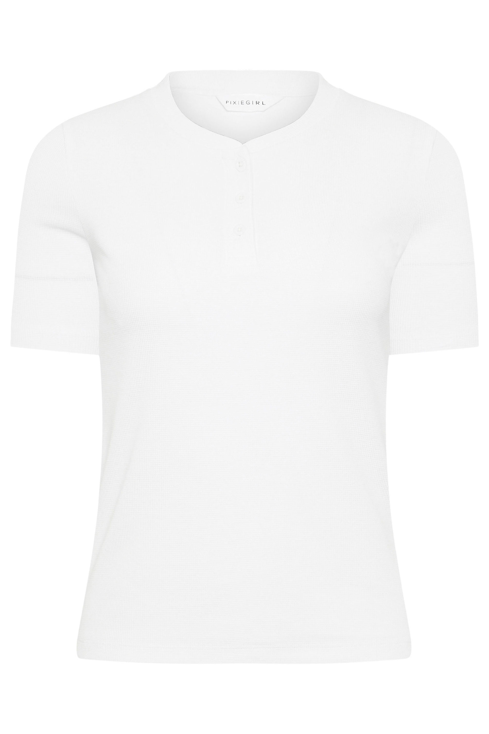 PixieGirl Petite Women's 2 PACK Light Blue & White Waffle Henley T-Shirts | PixieGirl 10