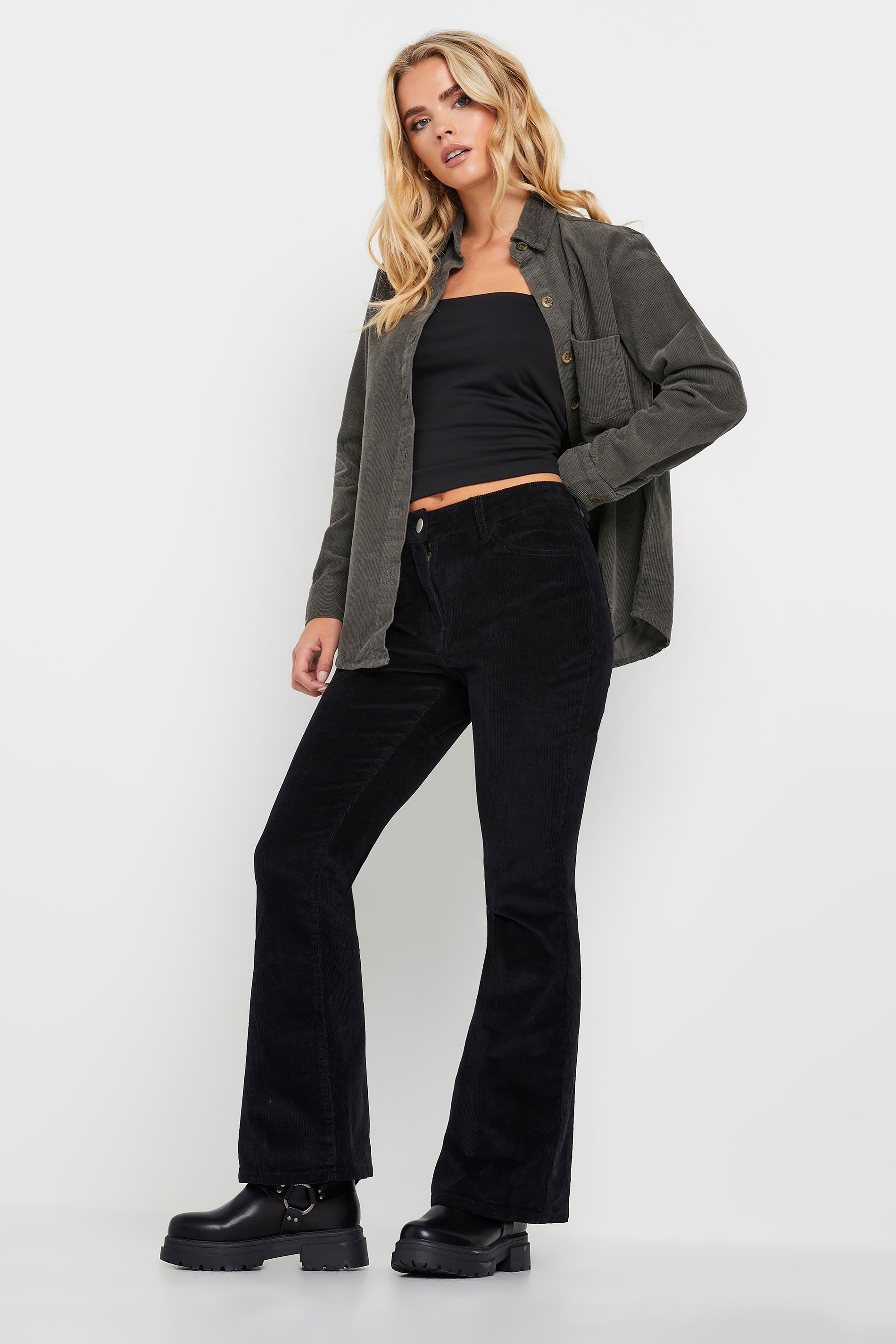 PixieGirl Petite Women's Grey Cord Long Sleeve Shirt | PixieGirl 2