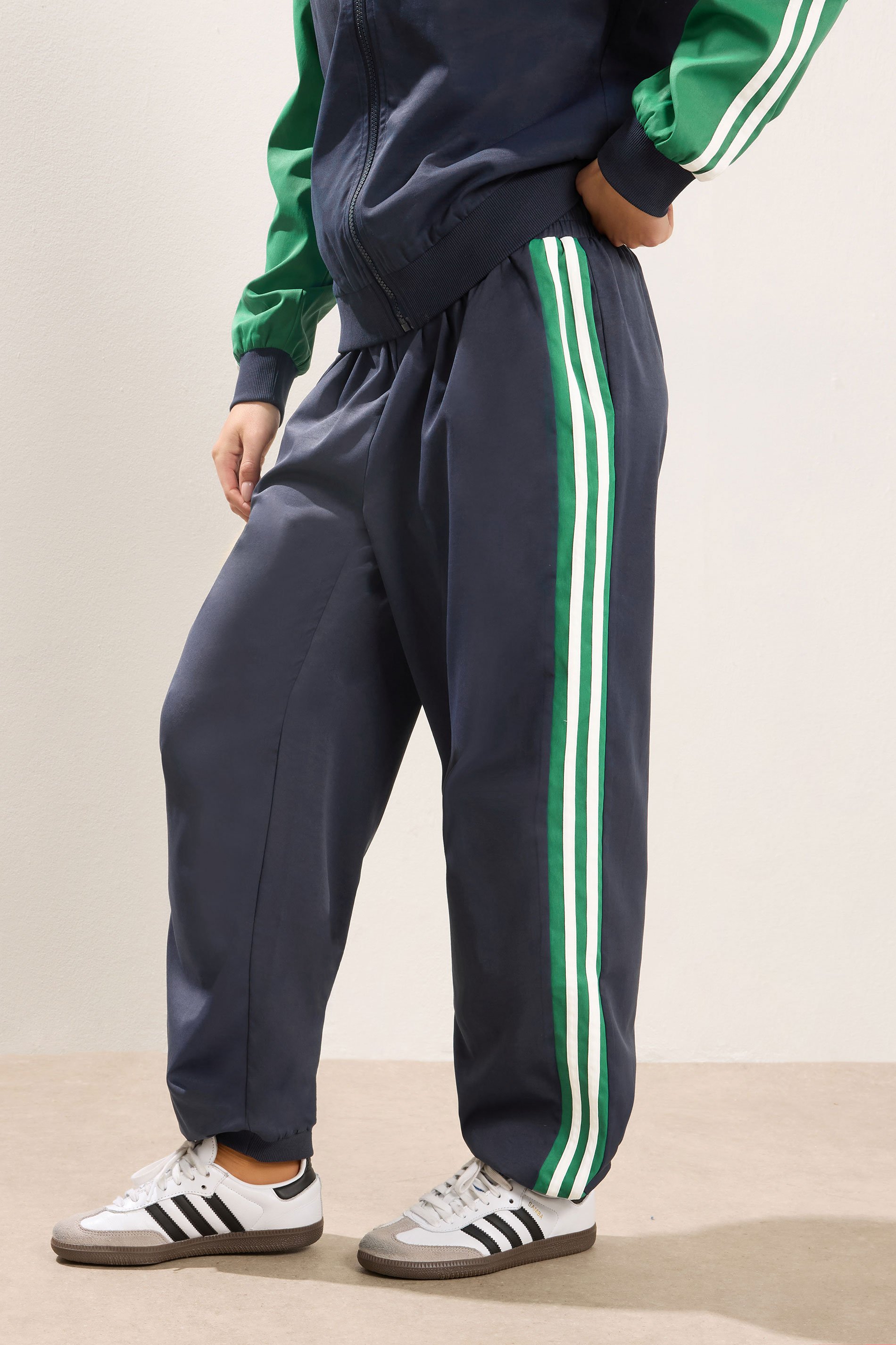 PixieGirl Petite Women's Navy Stripe Cuffed Joggers | PixieGirl 3