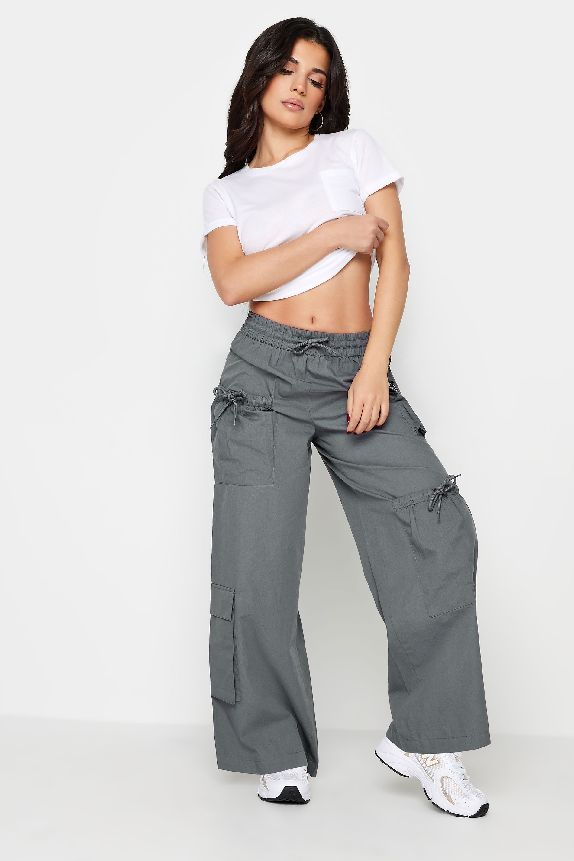 PixieGirl Grey Pocket Detail Cargo Trousers | PixieGirl  3
