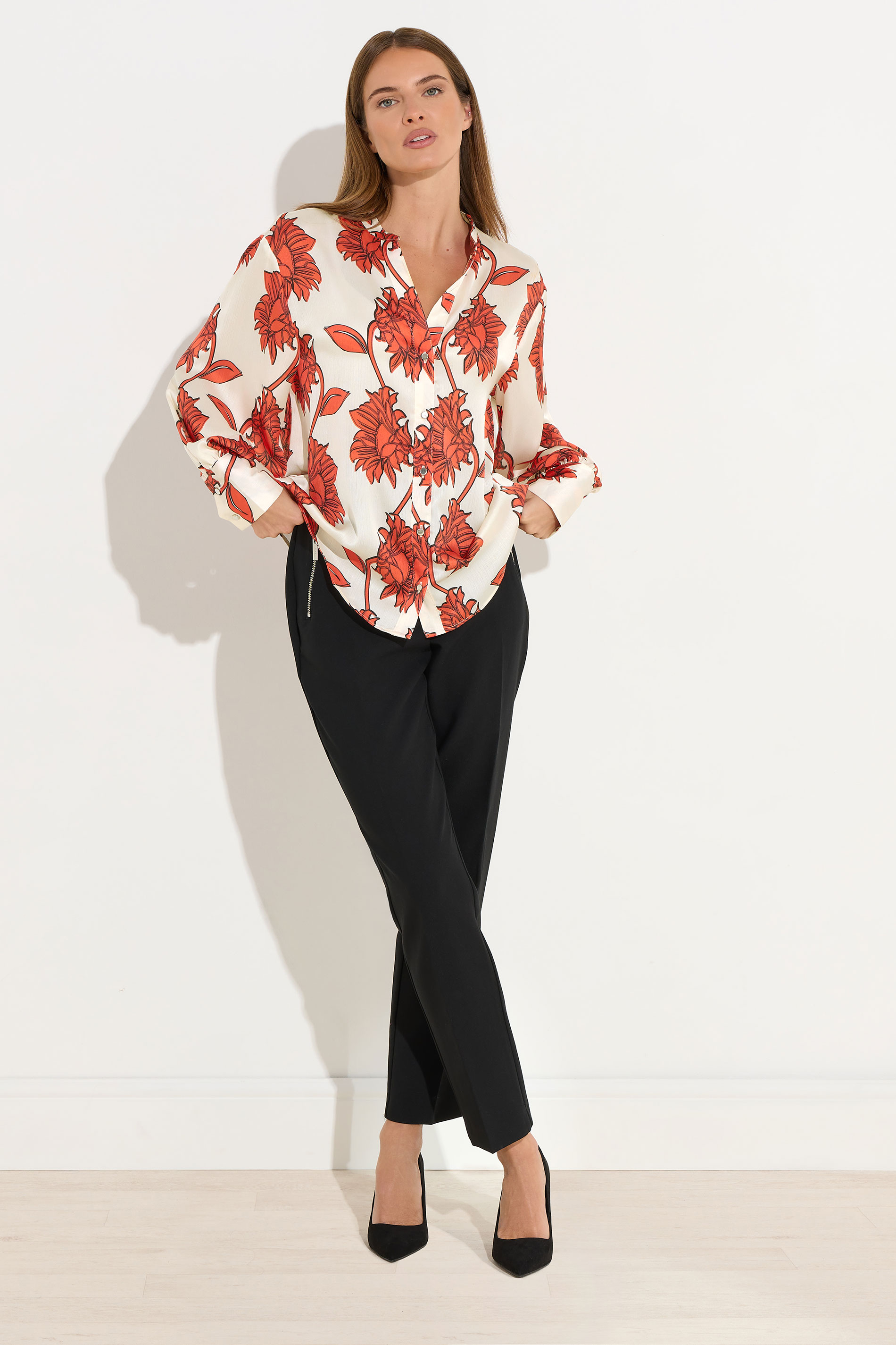 STAR Orange Floral Notch Neck Blouse | StarByJM 3