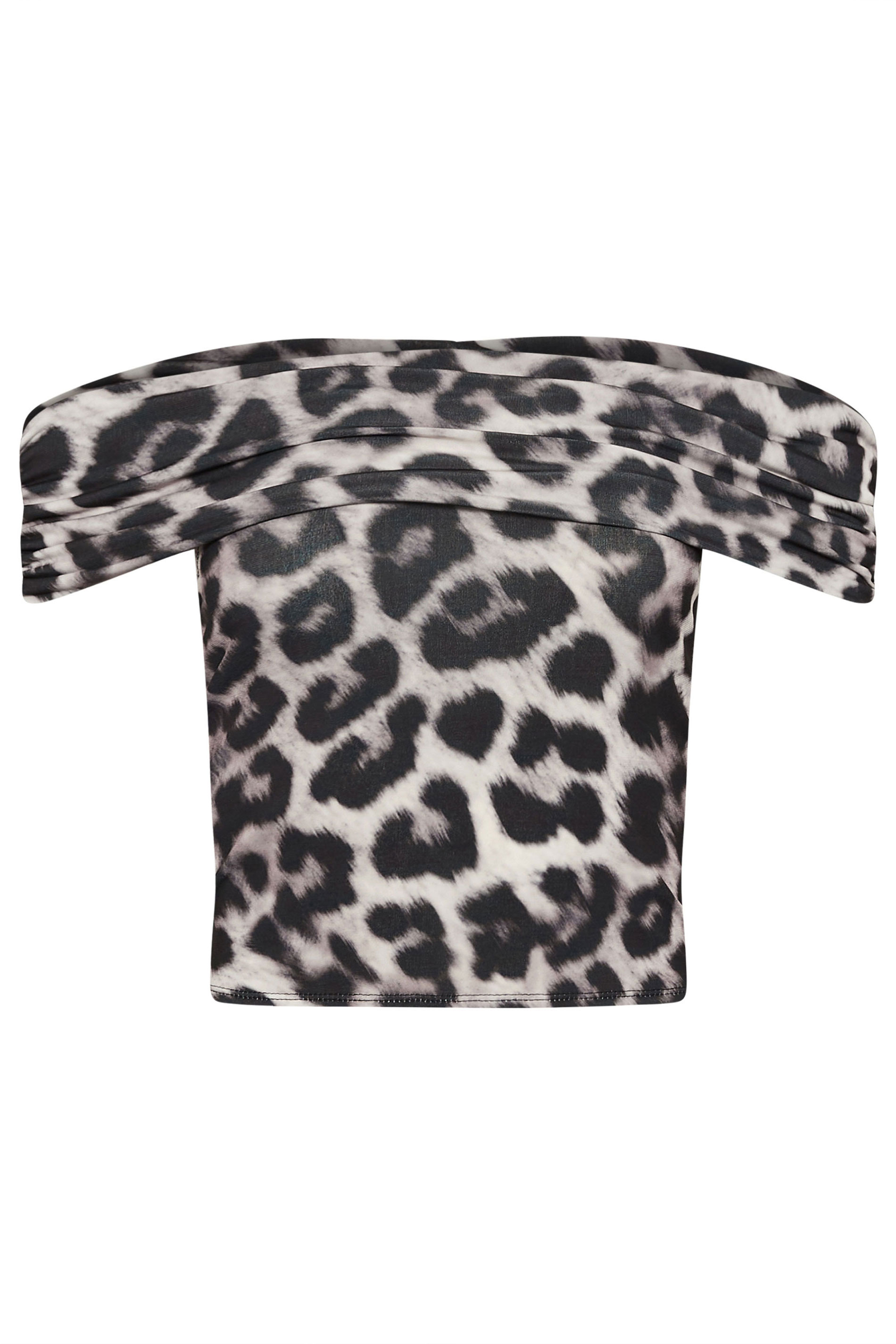 PixieGirl Petite Women's Black Leopard Print Bardot Top | PixieGirl 5