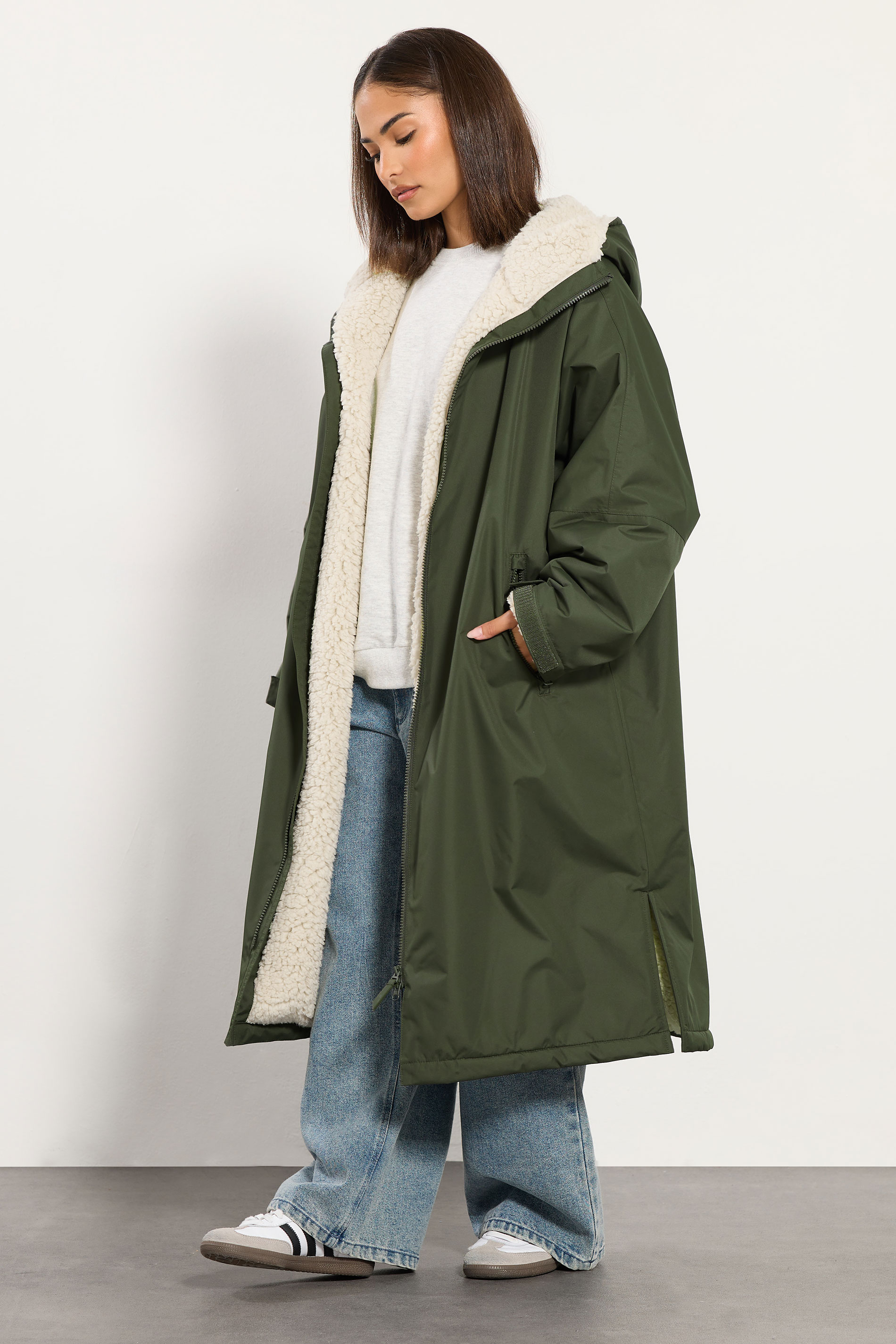 PixieGirl Petite Women's Khaki Green Waterproof Fleece Lined Robe | PixieGirl 1