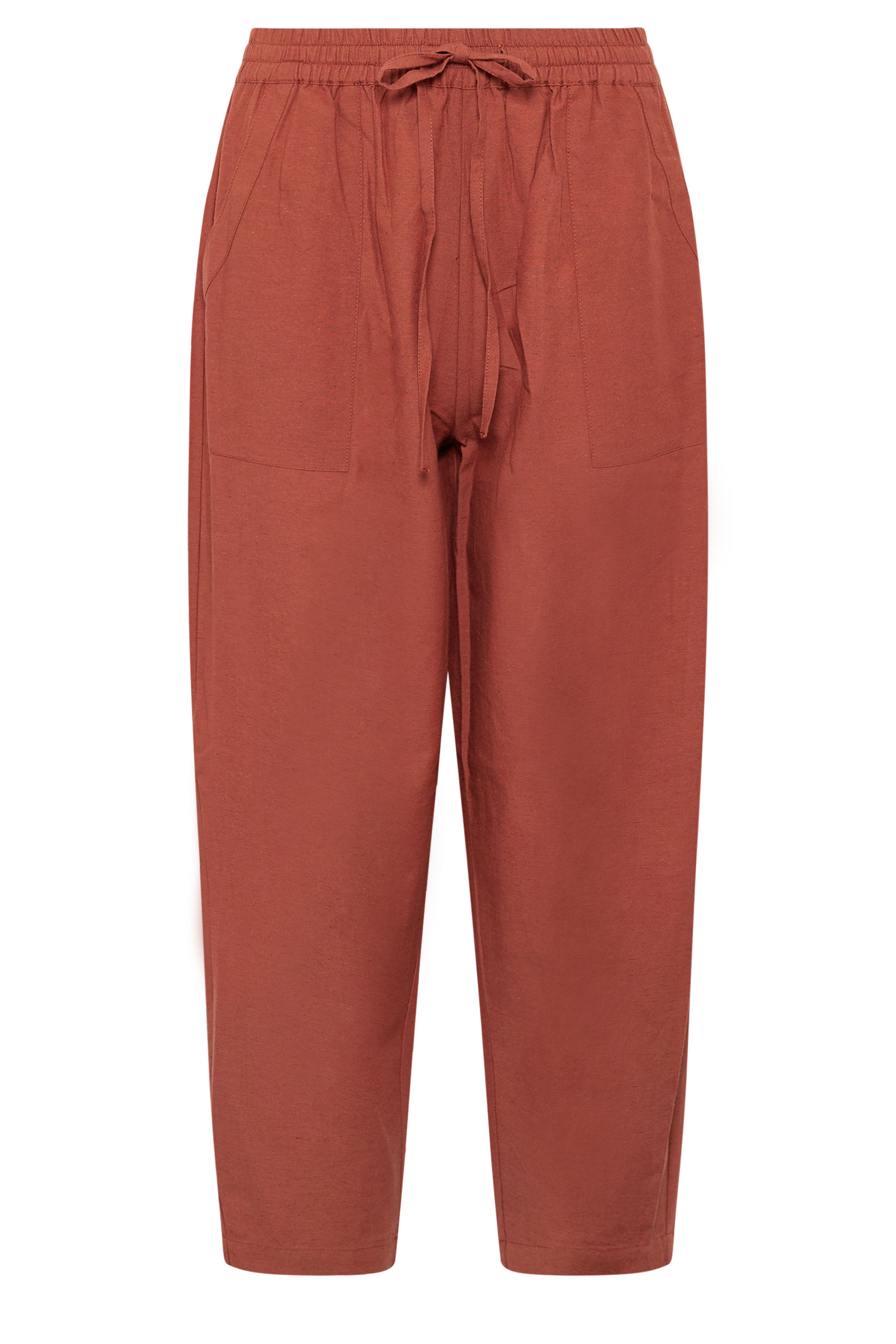 PixieGirl Petite Women's Red Linen Barrel Trousers | PixieGirl 6