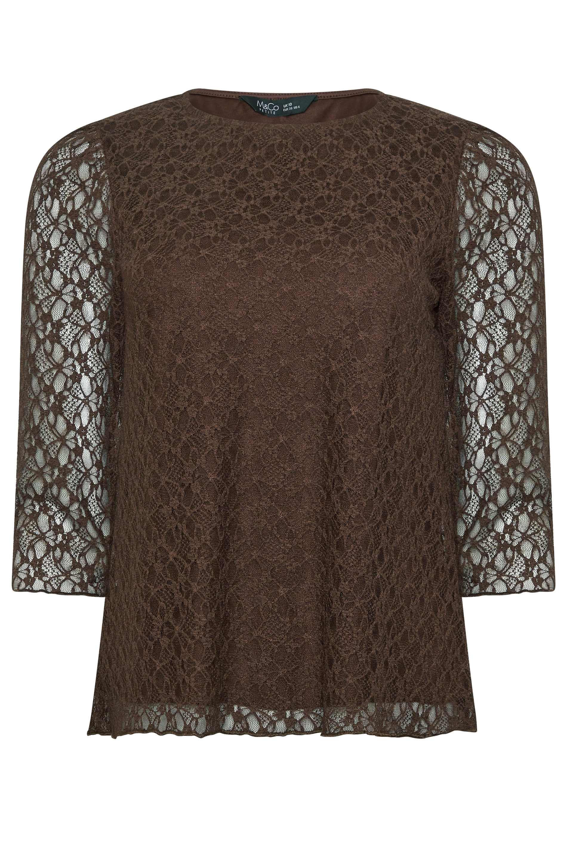 M&Co Petite Chocolate Brown Lace Top | M&Co 5