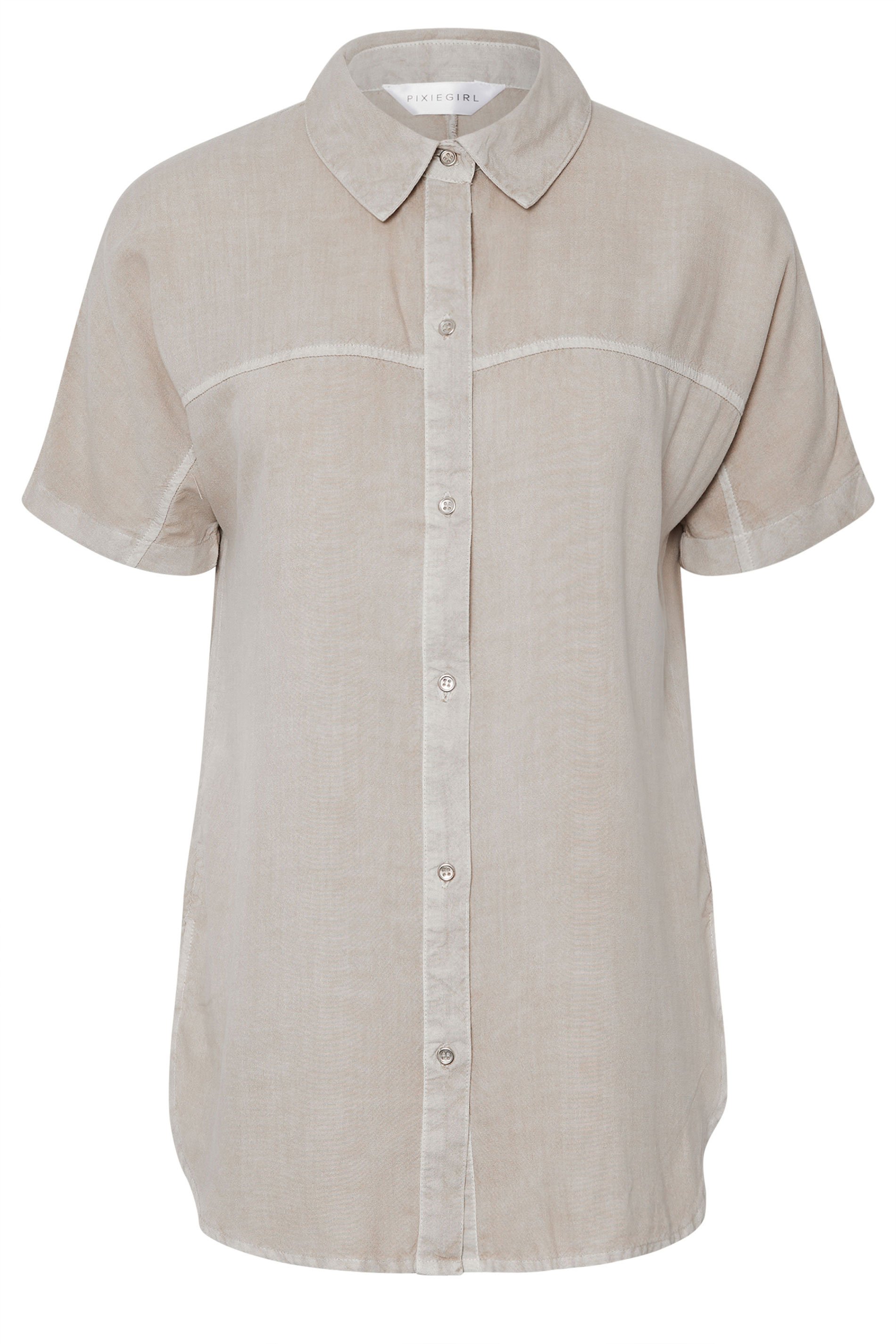 PixieGirl Petite Women's Stone Brown Short Sleeve Shirt | PixieGirl 5
