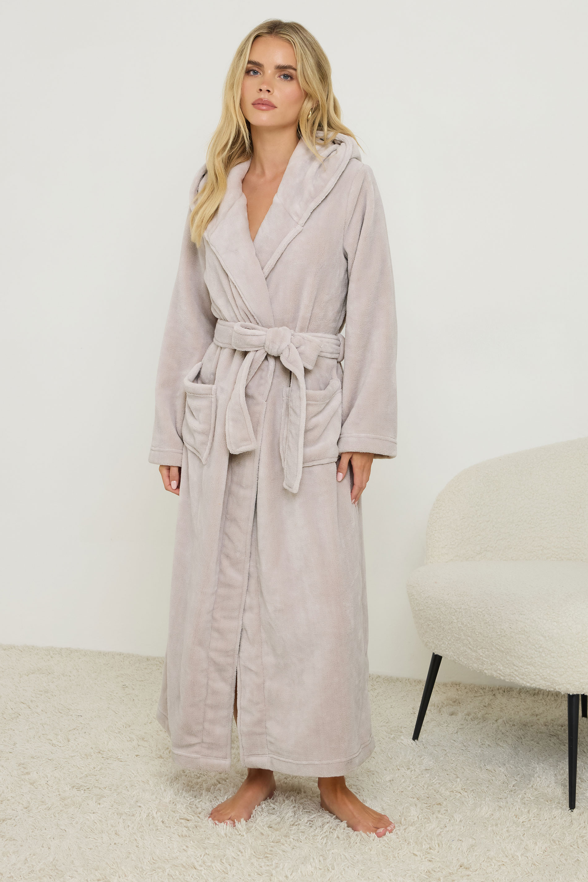 PixieGirl Petite Women's Stone Brown Luxury Soft Fleece Dressing Gown | PixieGirl 3