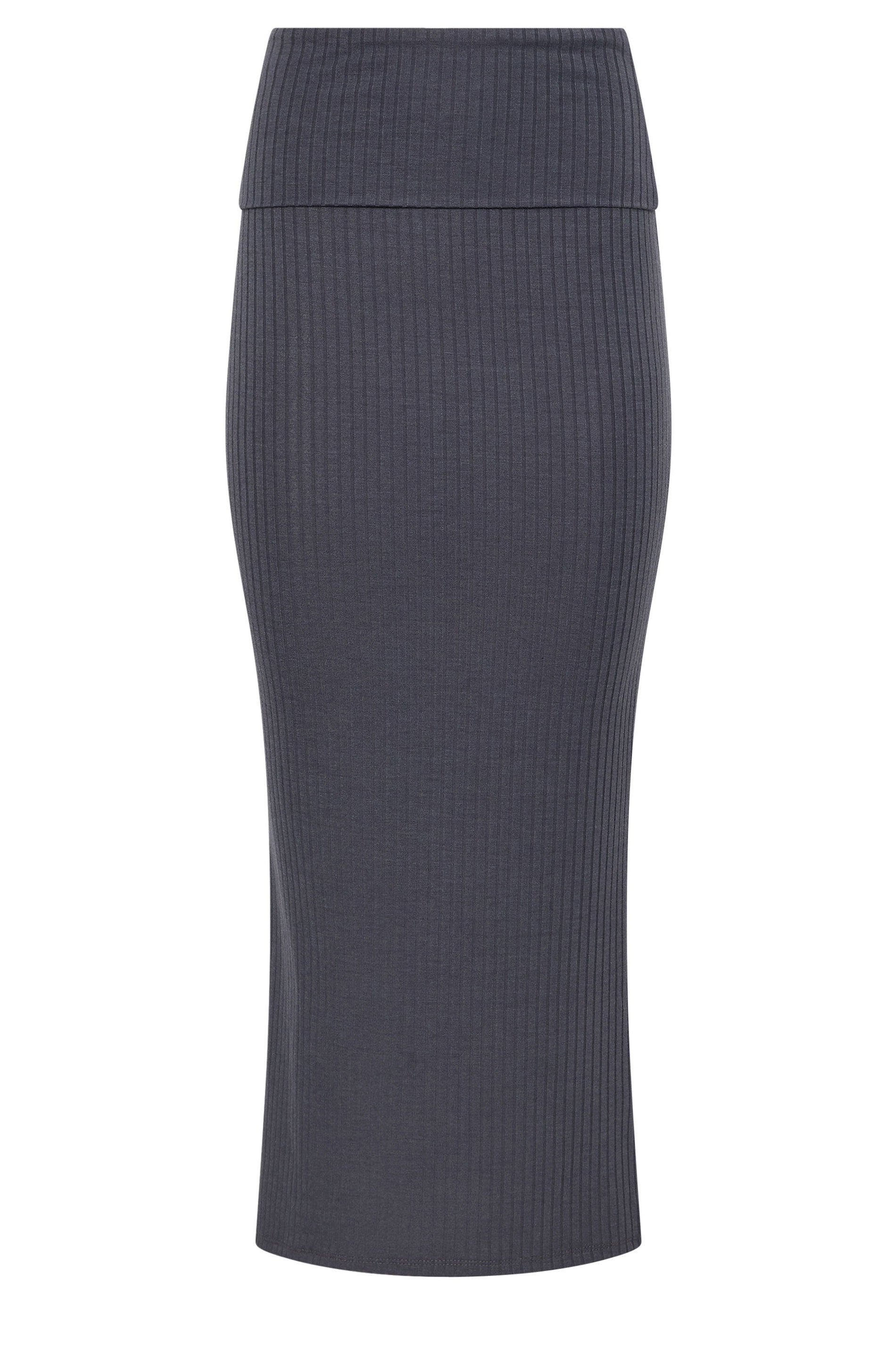 PixieGirl Petite Women's Grey Fold Over Ribbed Skirt | PixieGirl 5