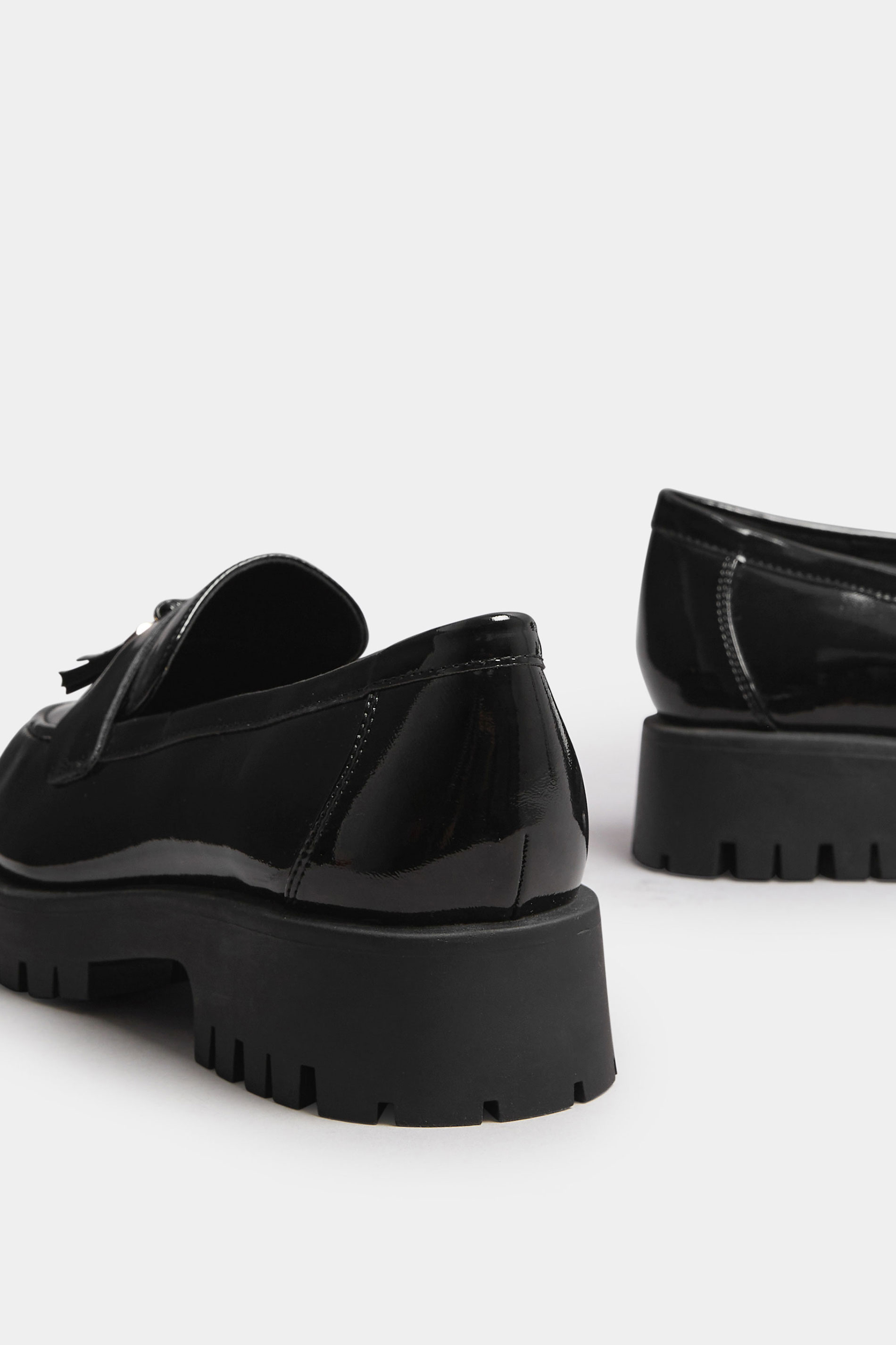Black Tassel Patent Loafers In Wide E & Extra Wide EEE Fit | Yours Clothing  5