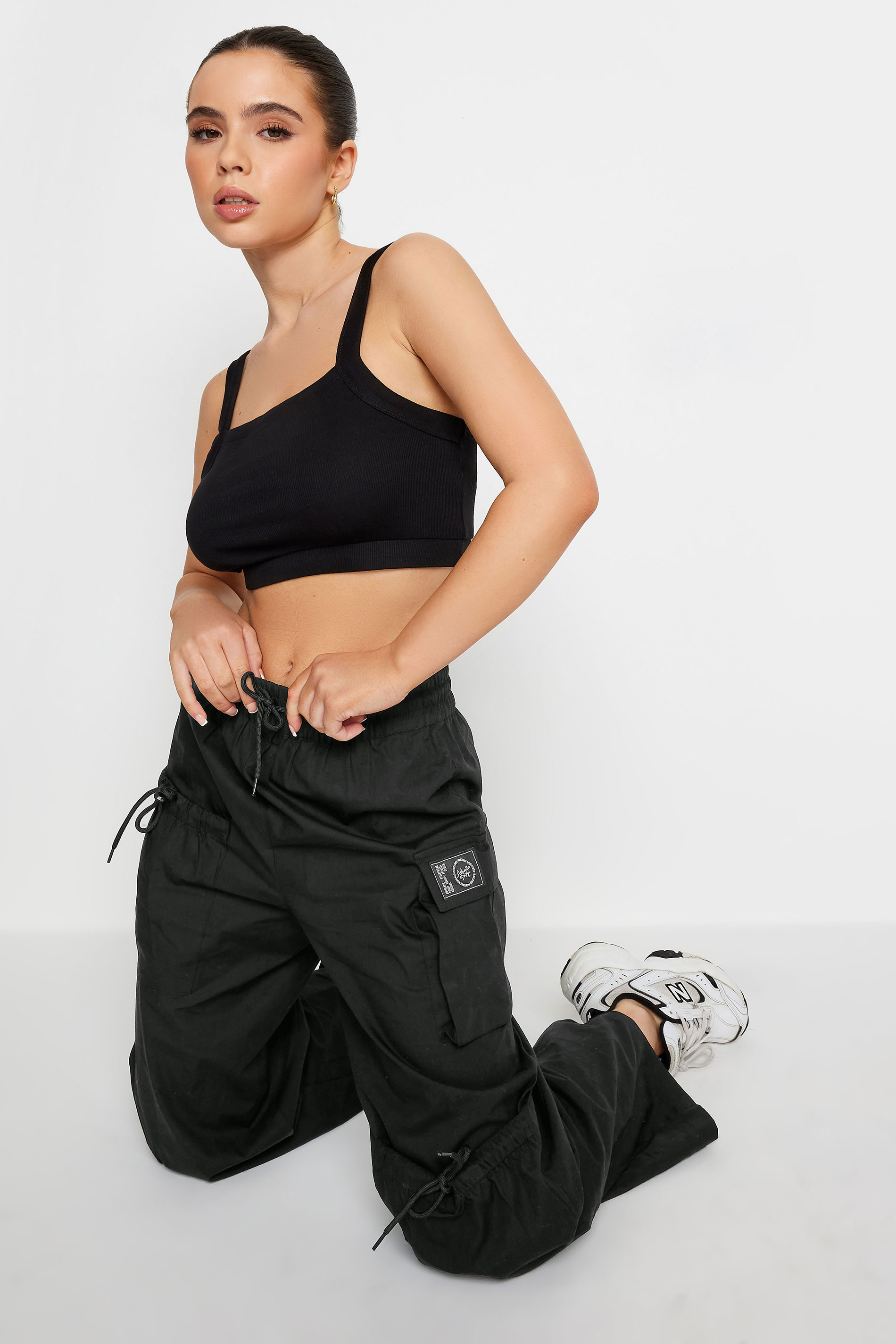 PixieGirl Black Pocket Detail Cargo Trousers | PixieGirl  4