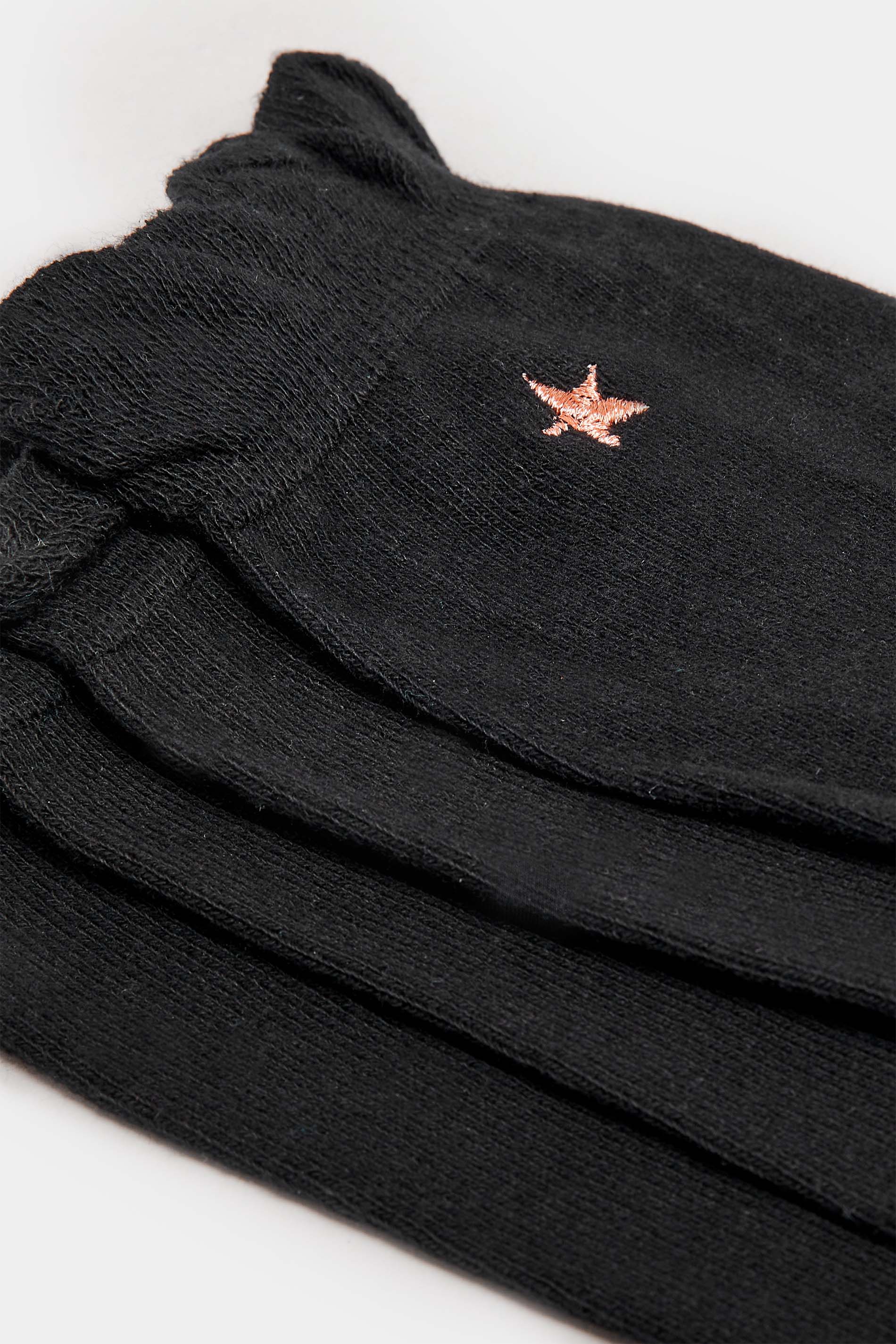 YOURS 4 PACK Black Embroidered Star Ankle Socks | Yours Clothing 4