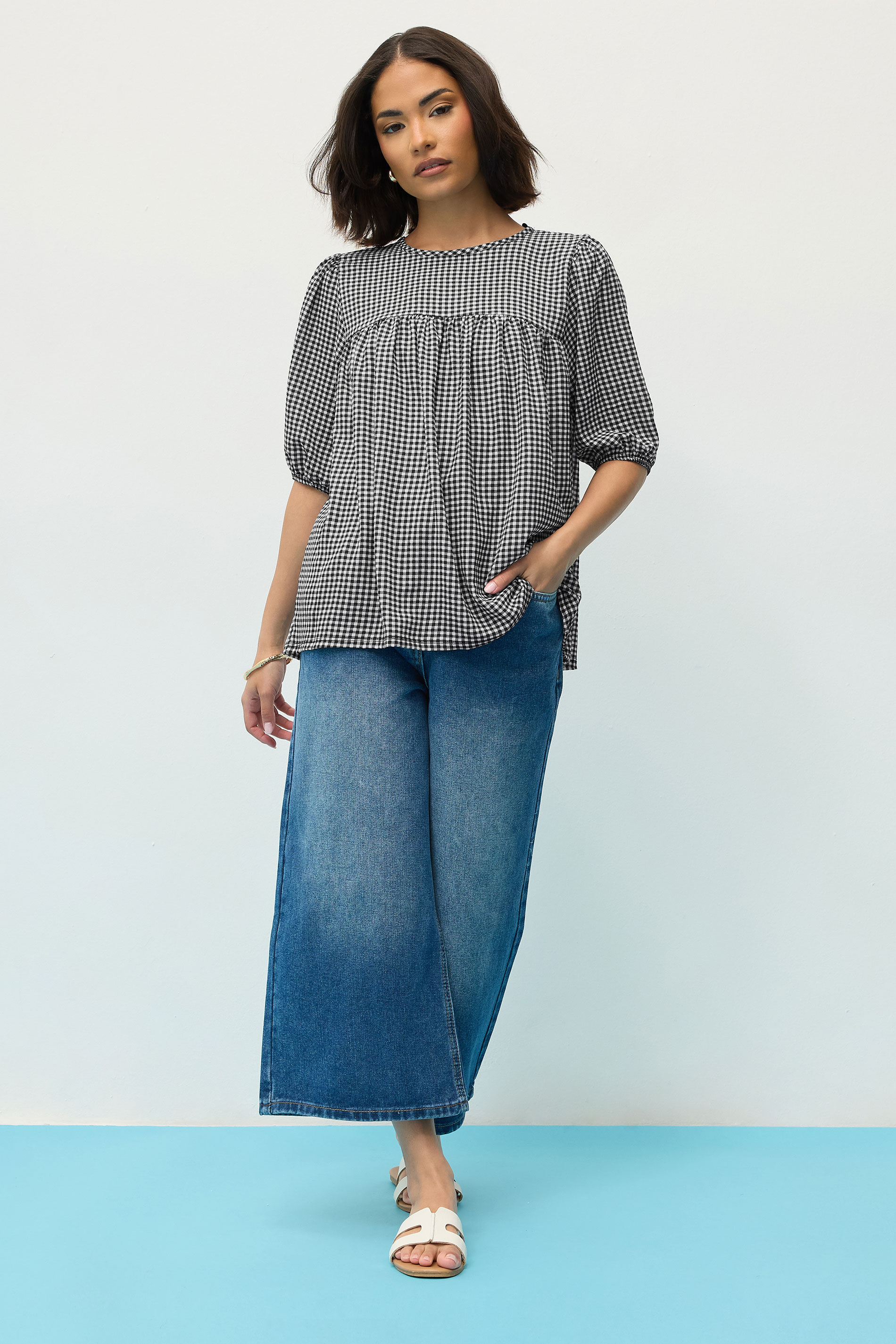 PixieGirl Petite Women's Black Gingham Tie Back Top | PixieGirl 2