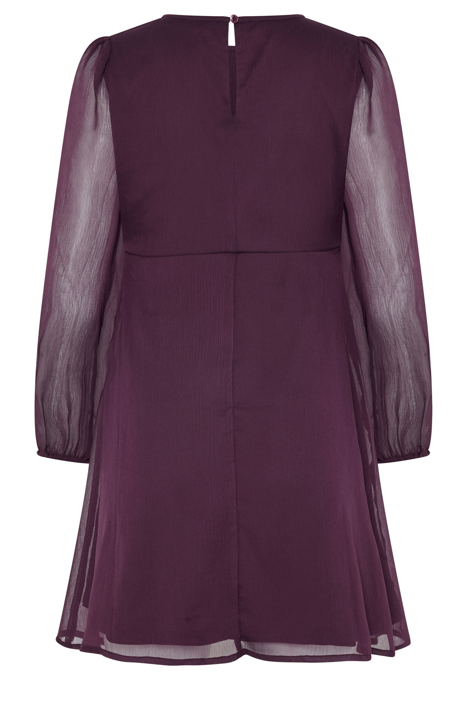 M&Co Petite Berry Purple Long Sleeve Chiffon Dress | M&Co 2