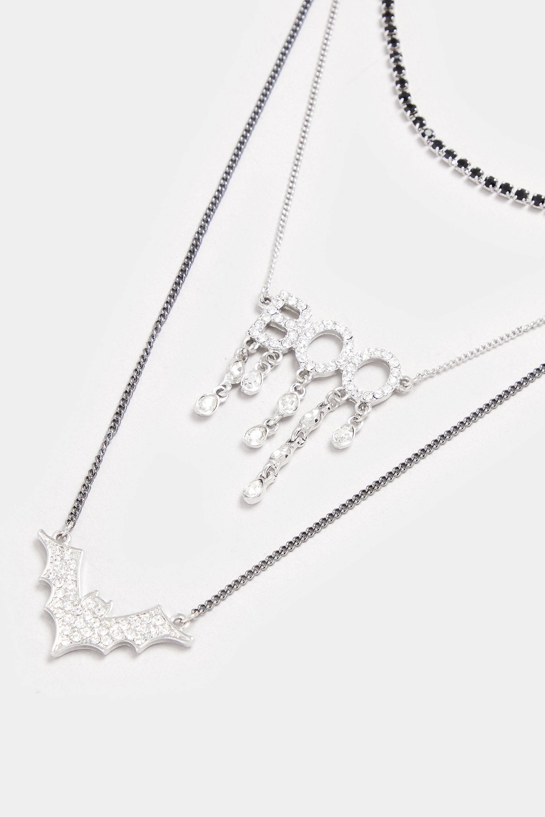 Silver Tone Triple Layer Halloween Necklace | Yours Clothing  3