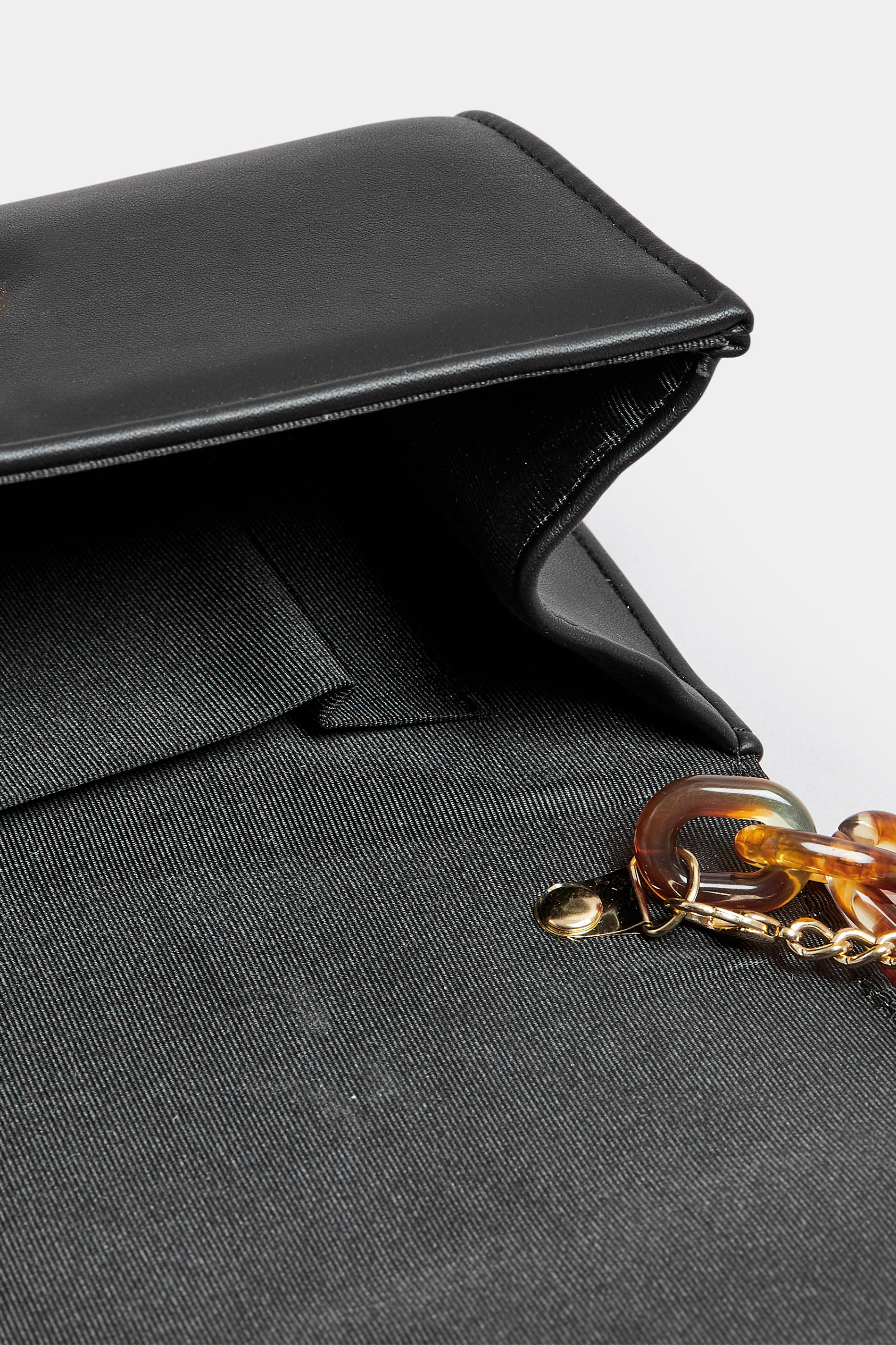 Black Faux Leather Double Chain Bag | Yours Clothing 5