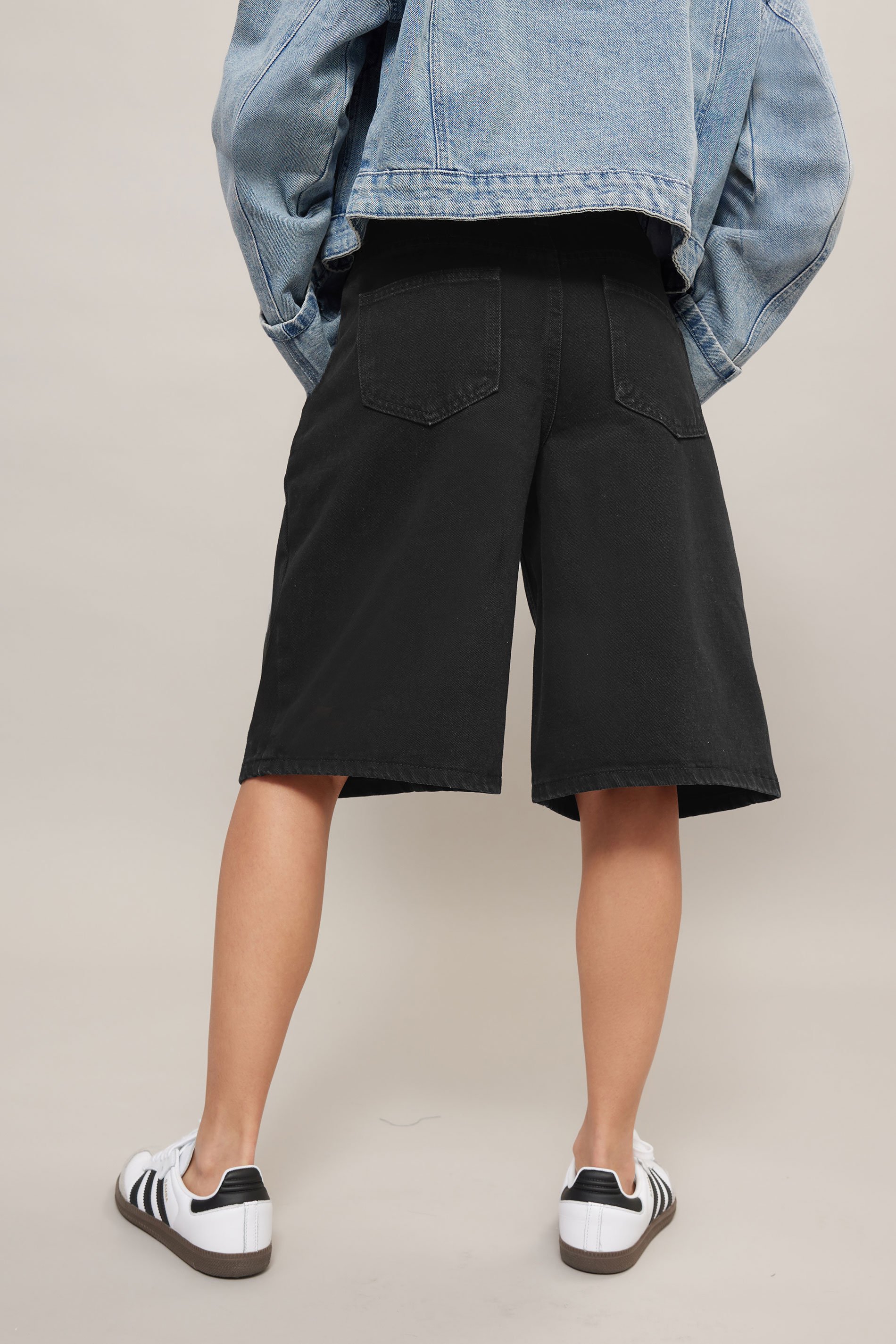 PixieGirl Petite Women's Black Denim Jorts | PixieGirl 5