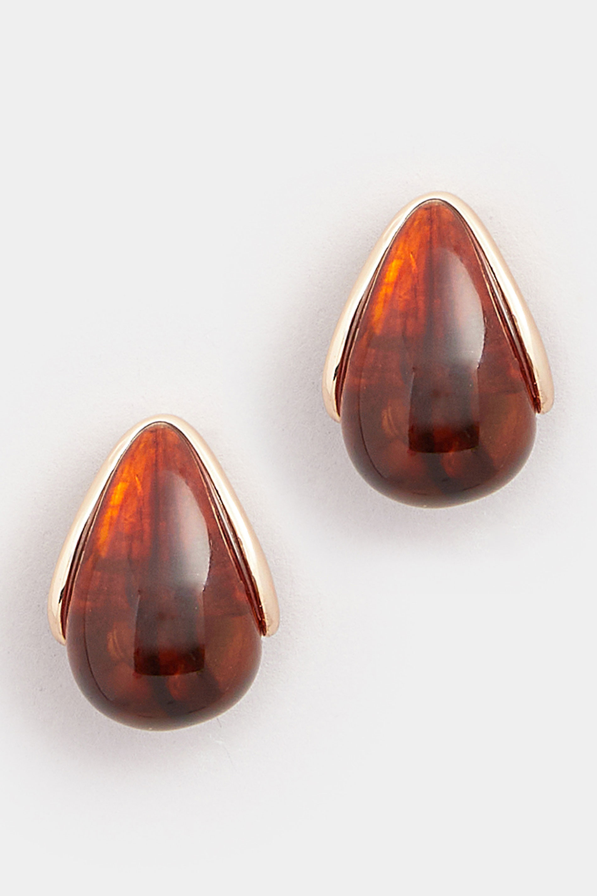 Gold Tone Tortoise Shell Teardrop Stud Earrings | Yours Clothing 2
