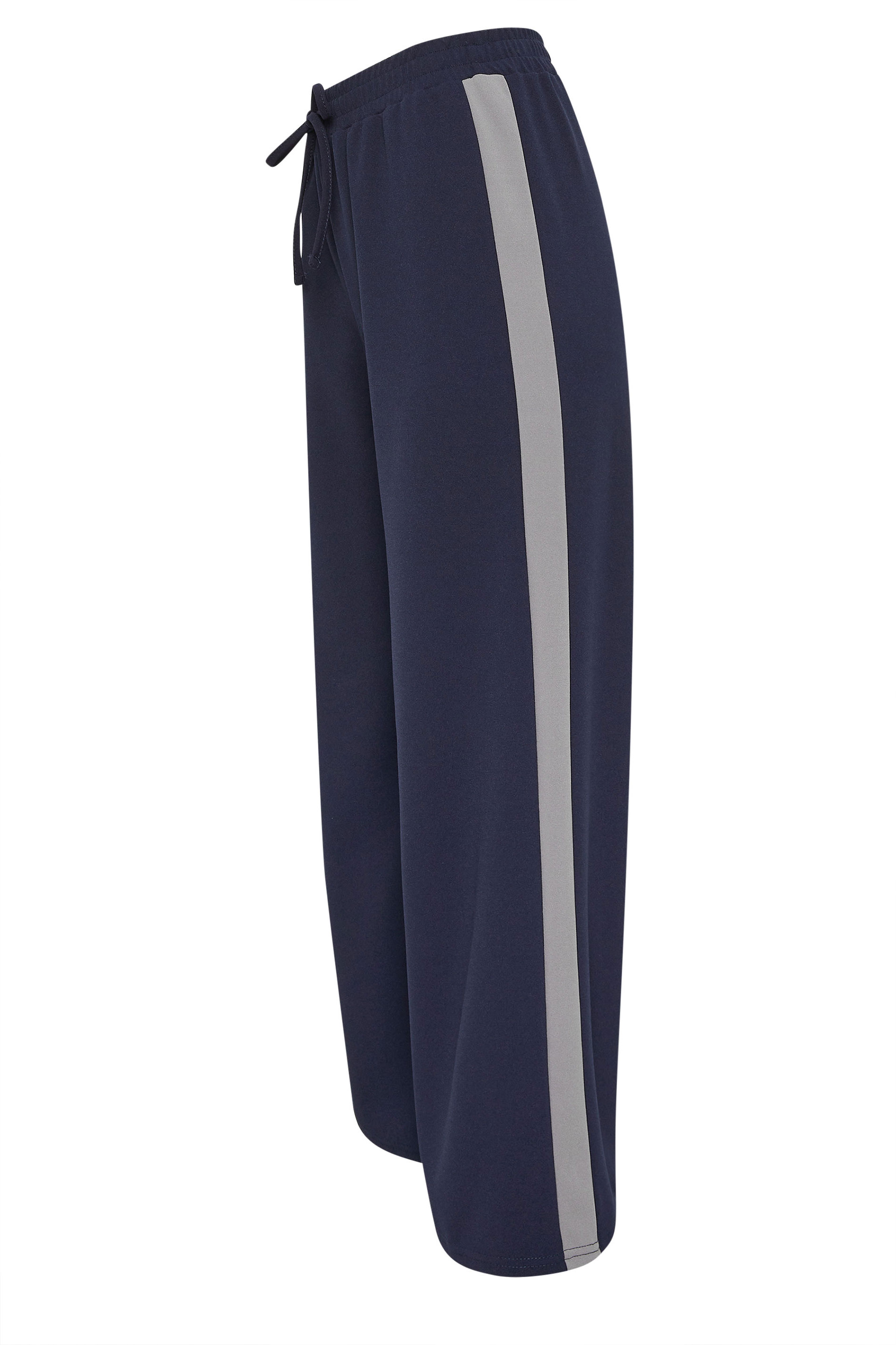 PixieGirl Petite Women's Navy Blue Side Stripe Wide Leg Trousers | PixieGirl 5