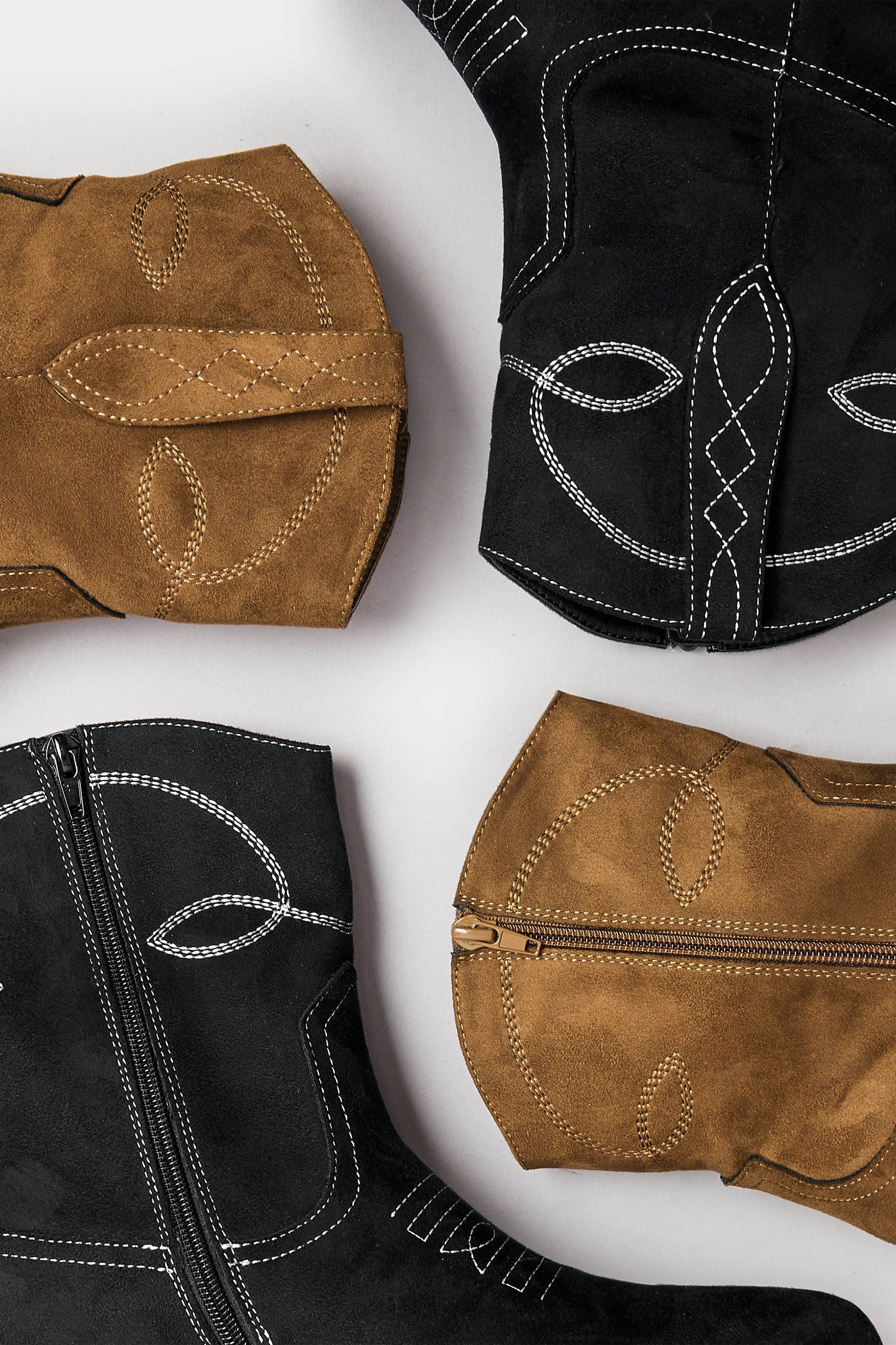 Black Faux Suede Contrast Stitch Western Heel Ankle Boots In Extra Wide EEE Fit | Yours Clothing 7