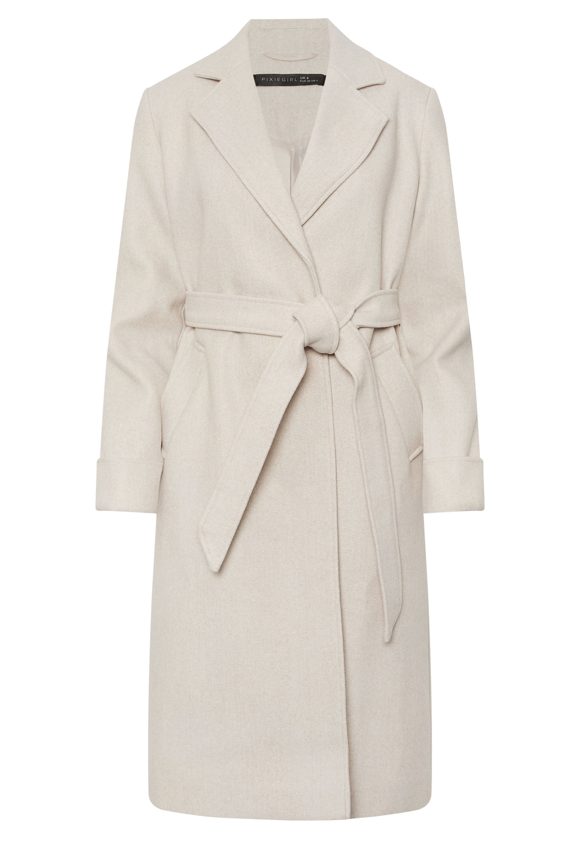 PixieGirl Petite Women's Natural Brown Wrap Belt Coat | PixieGirl 6