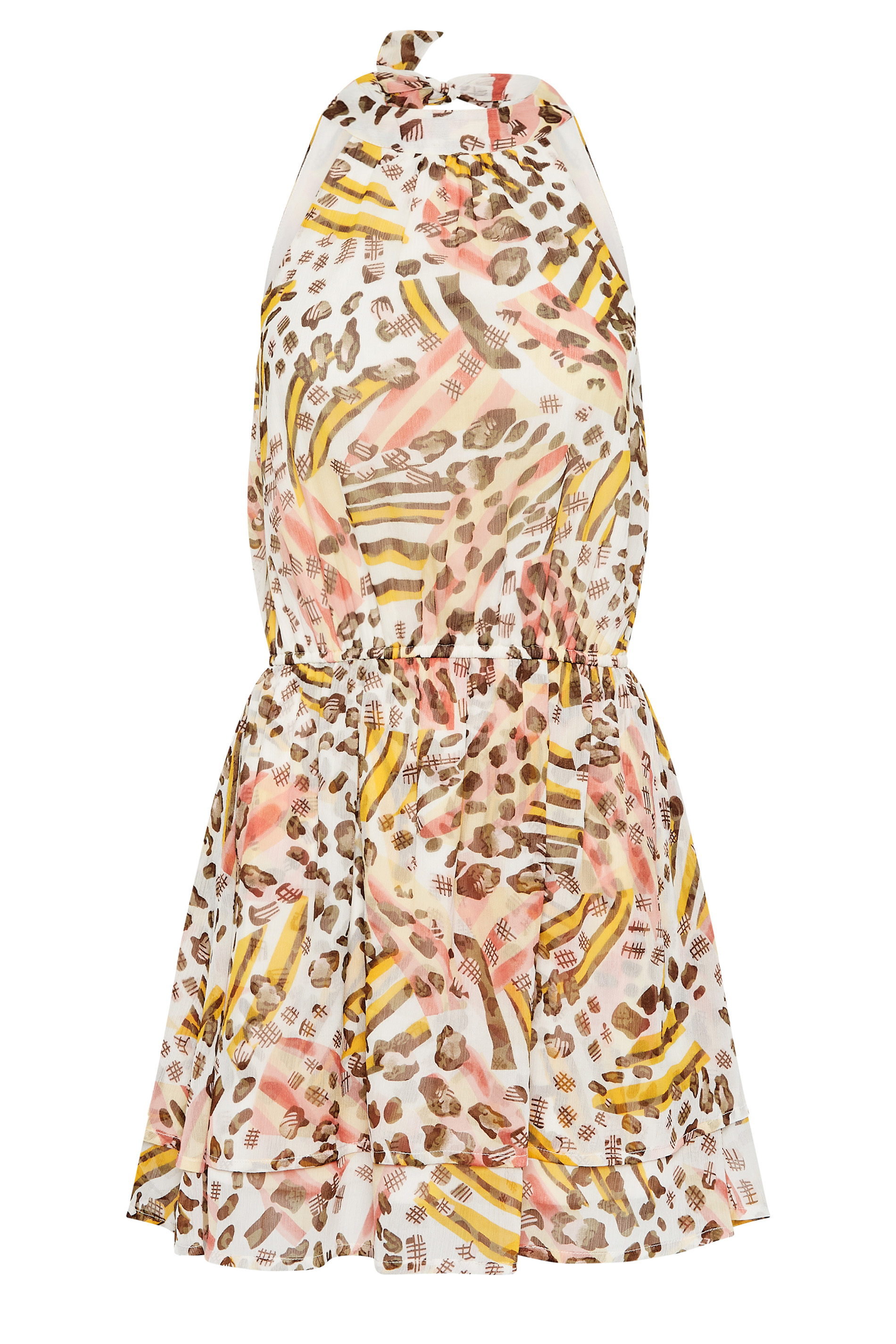 PixieGirl Brown Animal Print Halterneck Mini Dress | PixieGirl 7