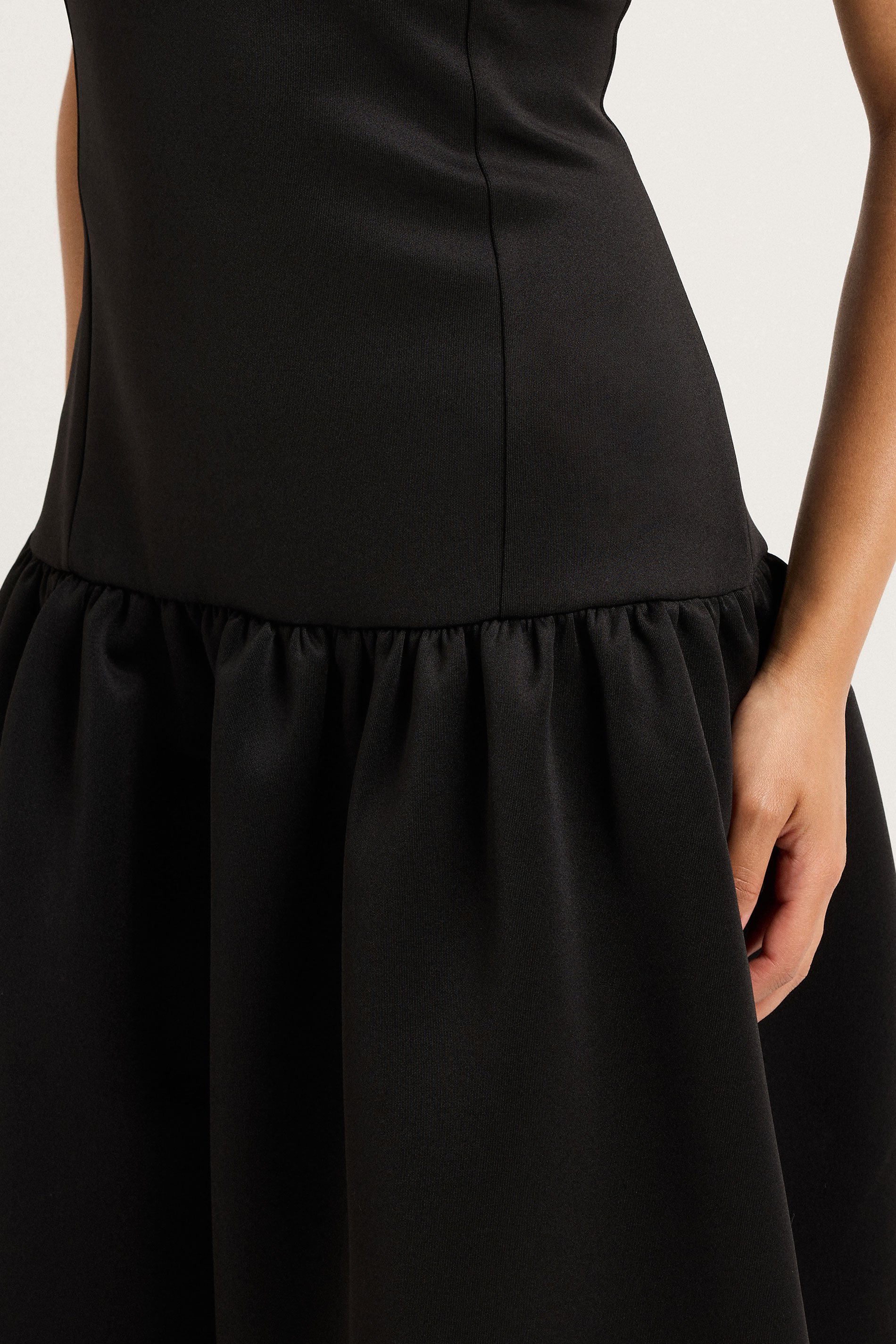 PixieGirl Petite Women's Black Scuba Drop Waist Midi Dress | PixieGirl 4