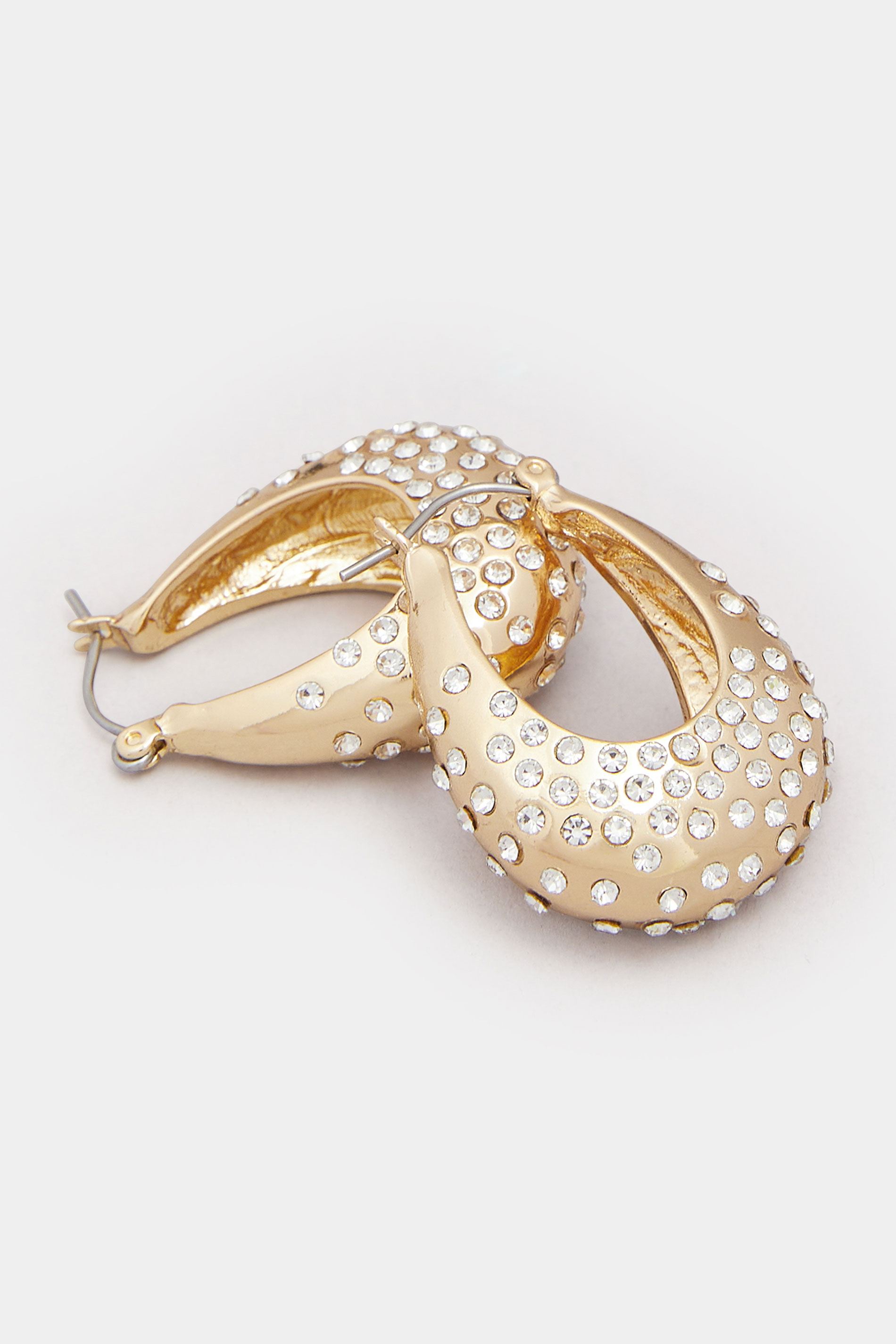 Gold Tone Diamante Hoop Earrings | Yours Clothing 3