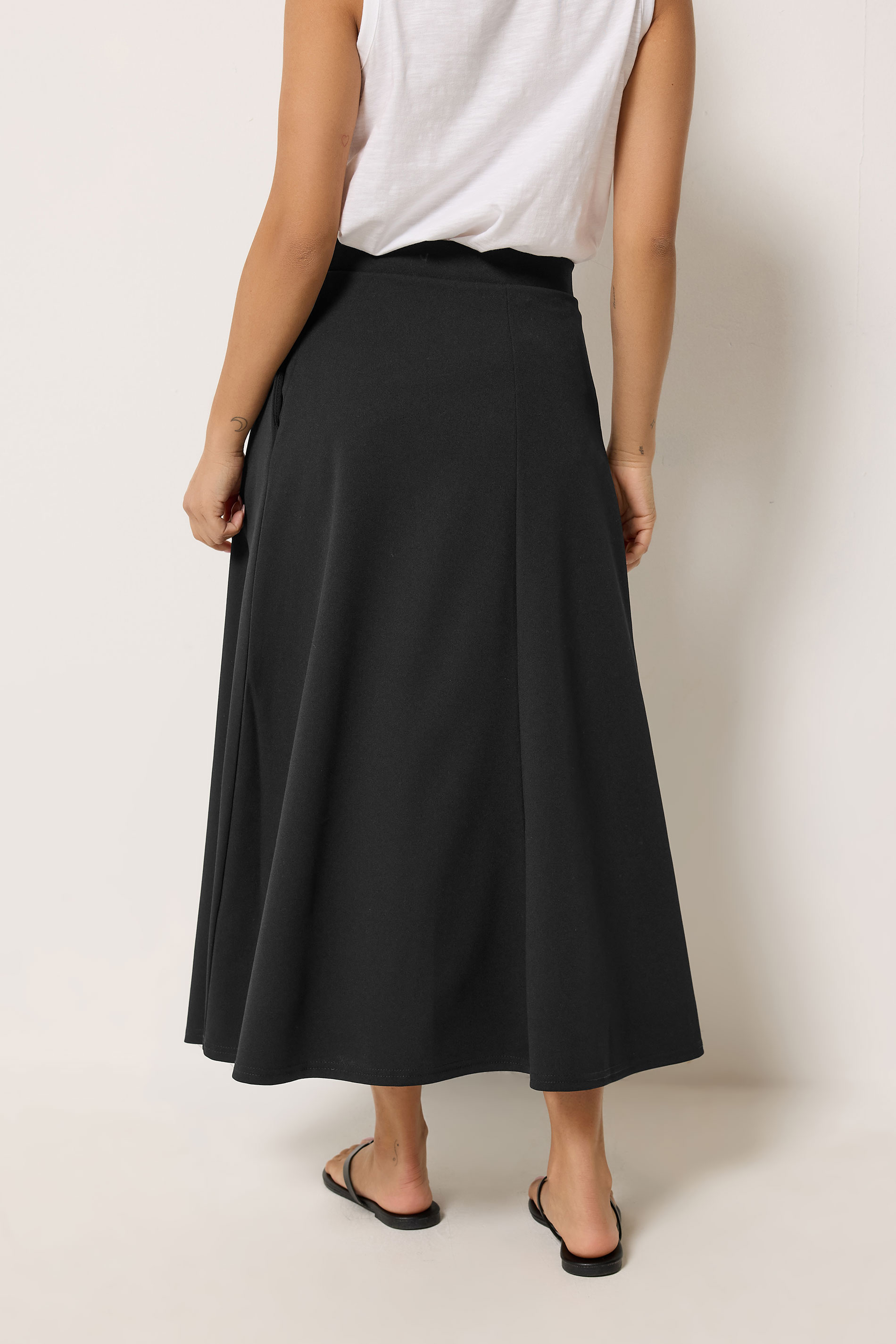 M&Co Petite Black Tie Waist Midi Skirt | M&Co 2