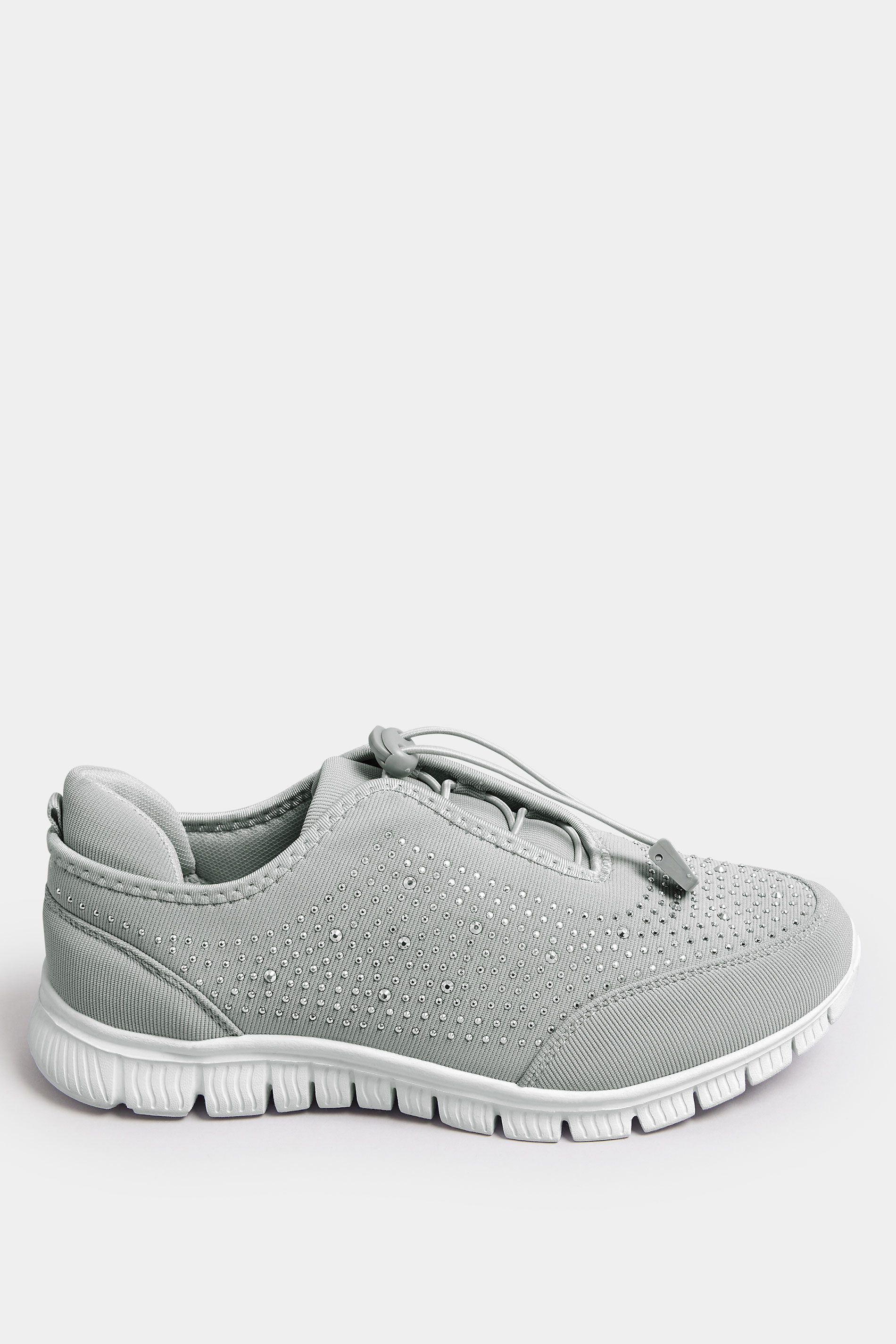 Grey Embellished Trainers In Wide E Fit & Extra Wide EEE Fit | Yours Clothing 3