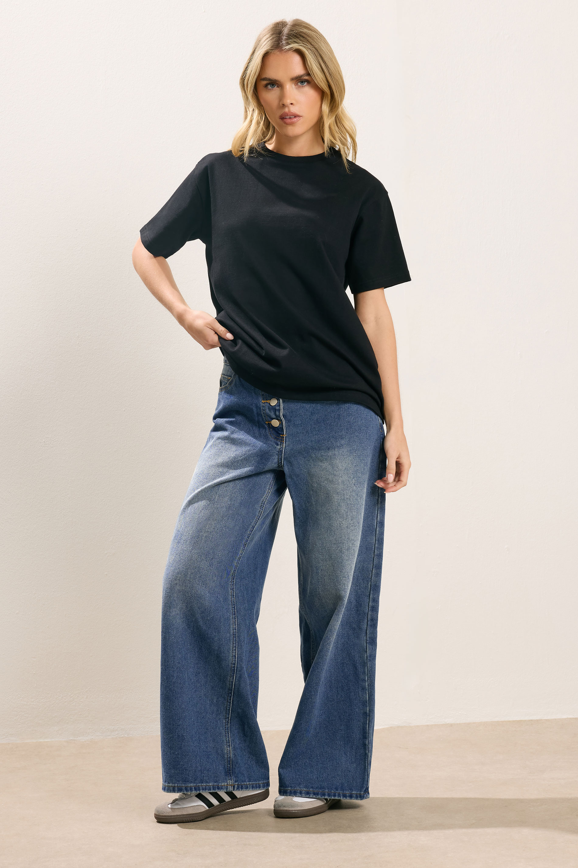 PixieGirl Petite Women's 2 PACK Black & White Oversized T-Shirt | PixieGirl 4