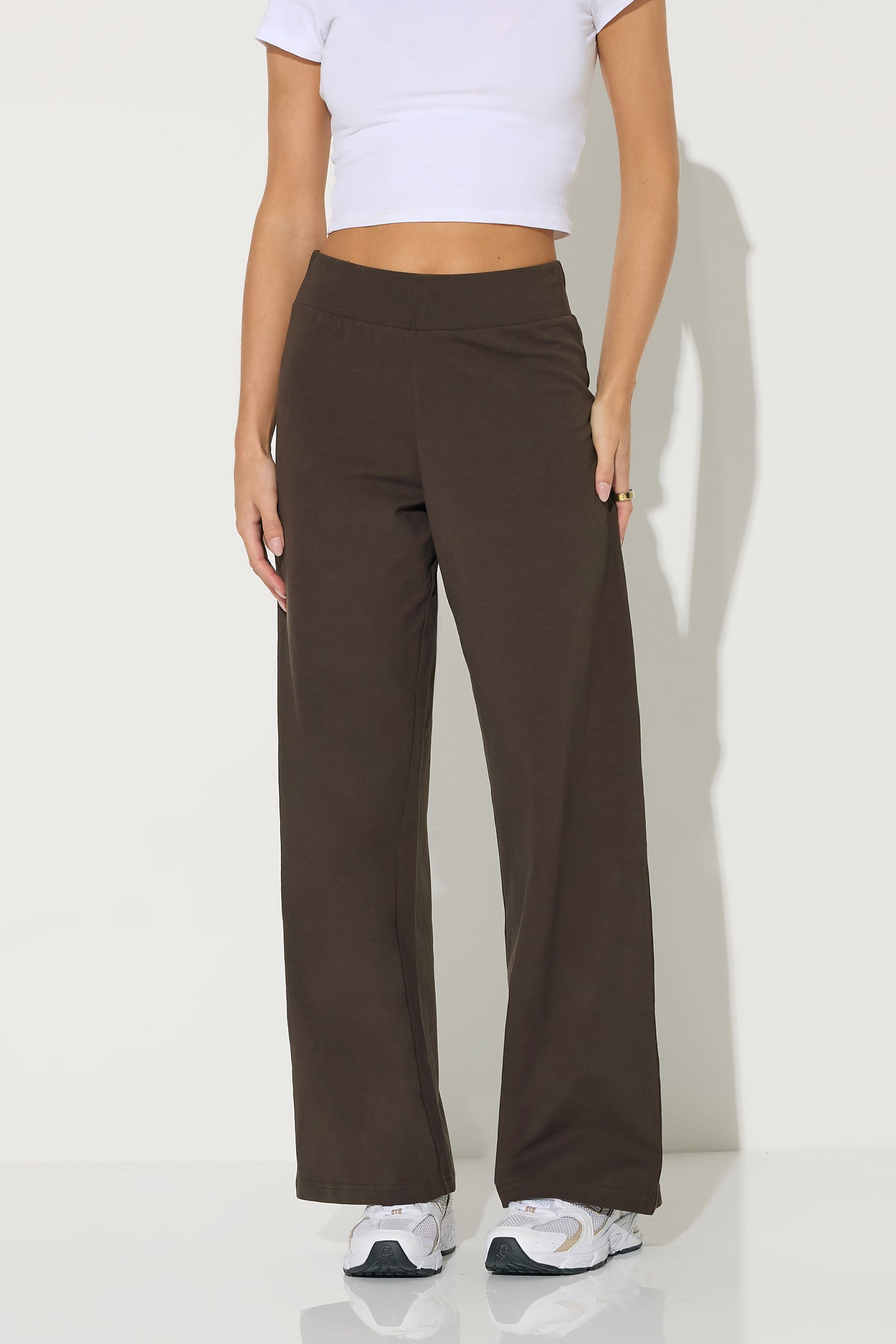 PixieGirl Petite Women's Chocolate Brown Stretch Yoga Trousers | PixieGirl 2