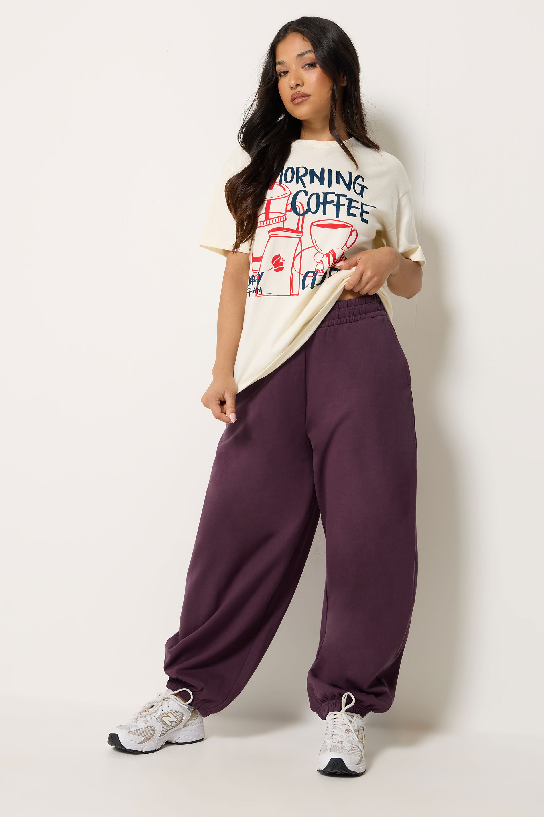Pixiegirl Women's Purple Petite Plum Brushed Balloon Joggers Size Petite > 10